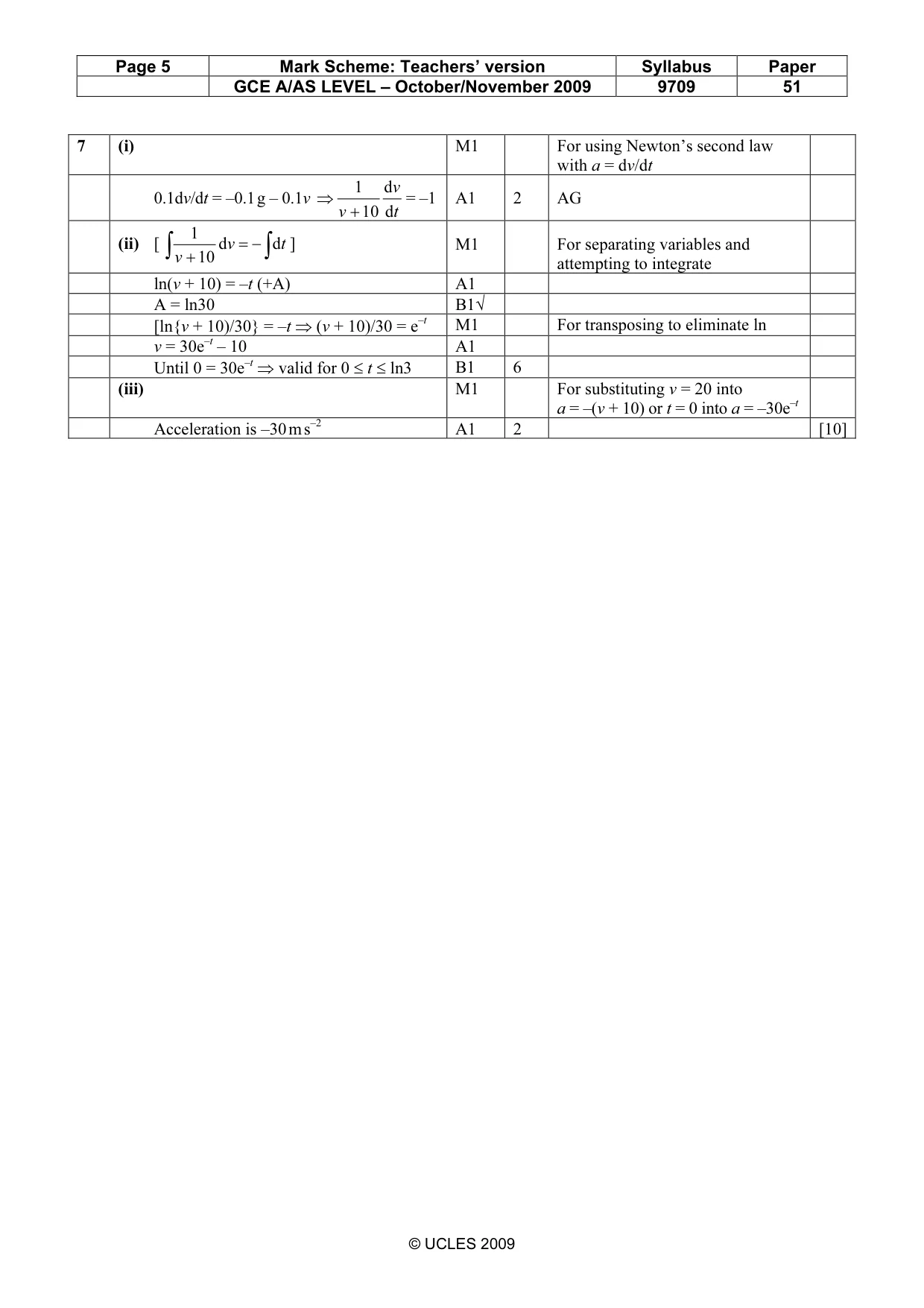 Mark scheme, page 5 of 5