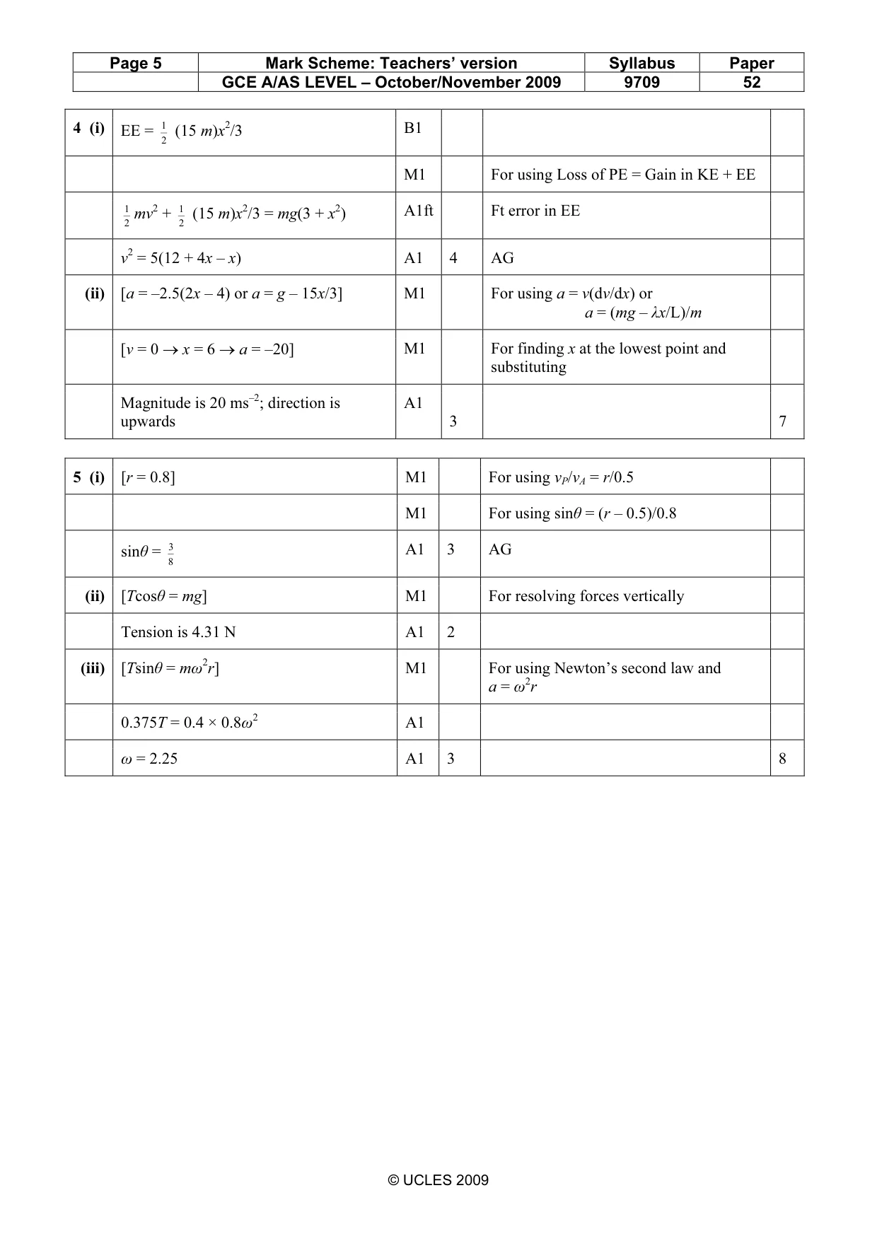 Mark scheme, page 5 of 6