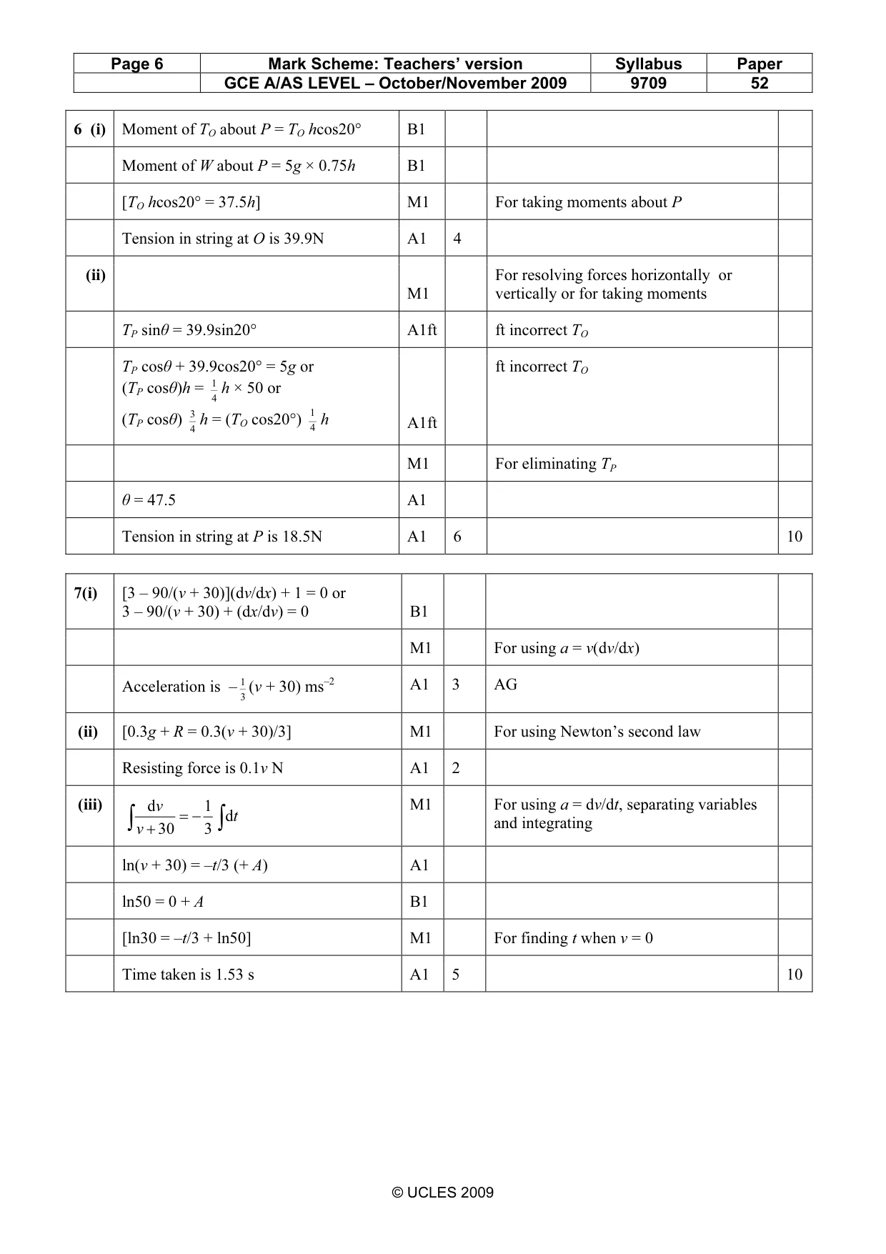 Mark scheme, page 6 of 6