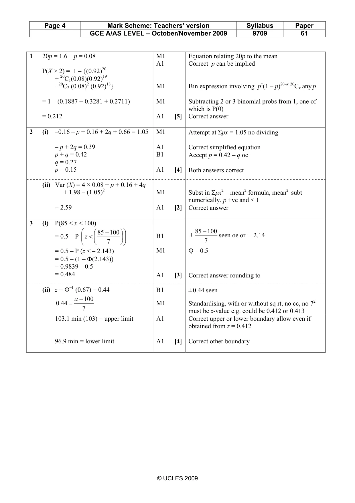 Mark scheme, page 4 of 6