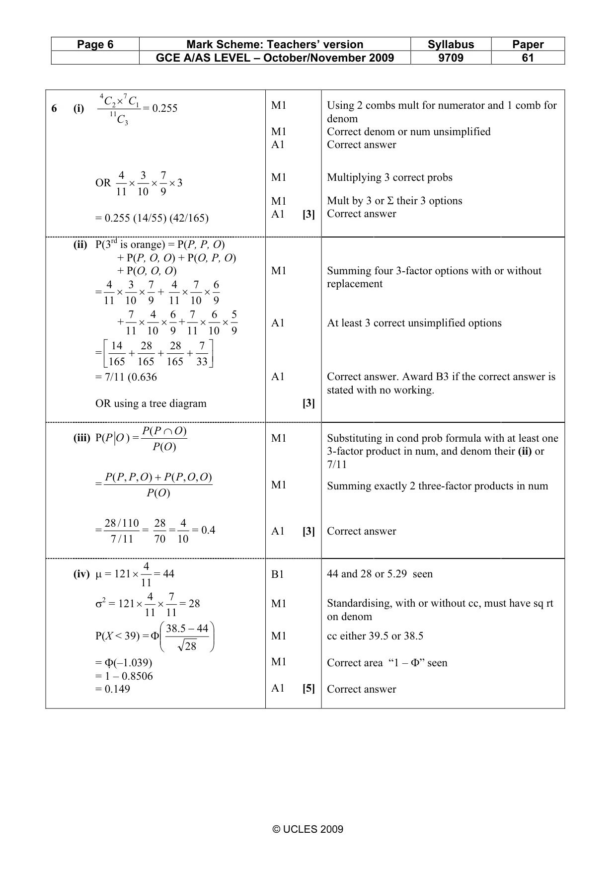 Mark scheme, page 6 of 6