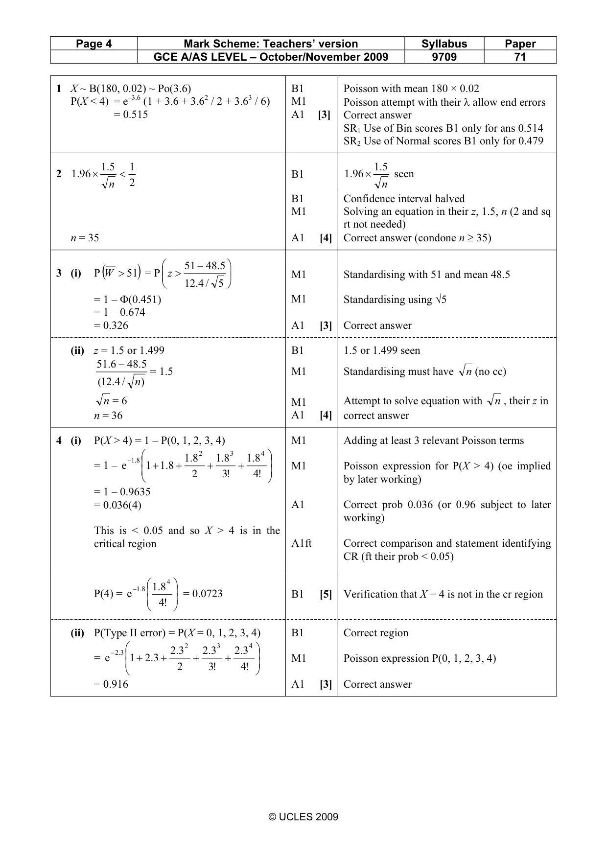 Mark scheme, page 4 of 6