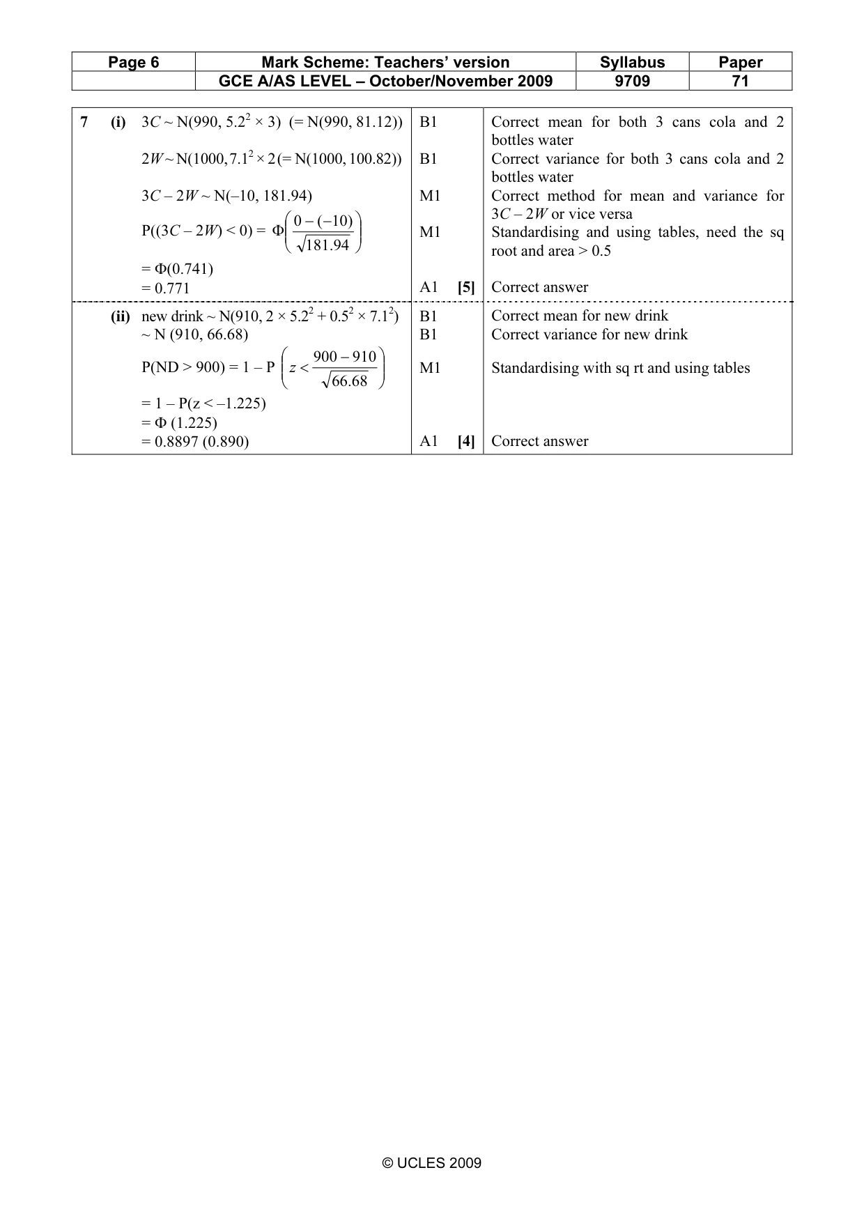 Mark scheme, page 6 of 6