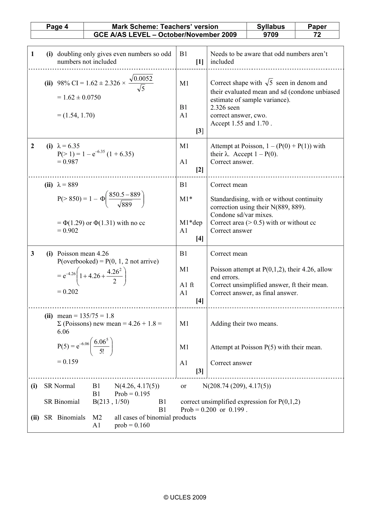 Mark scheme, page 4 of 6