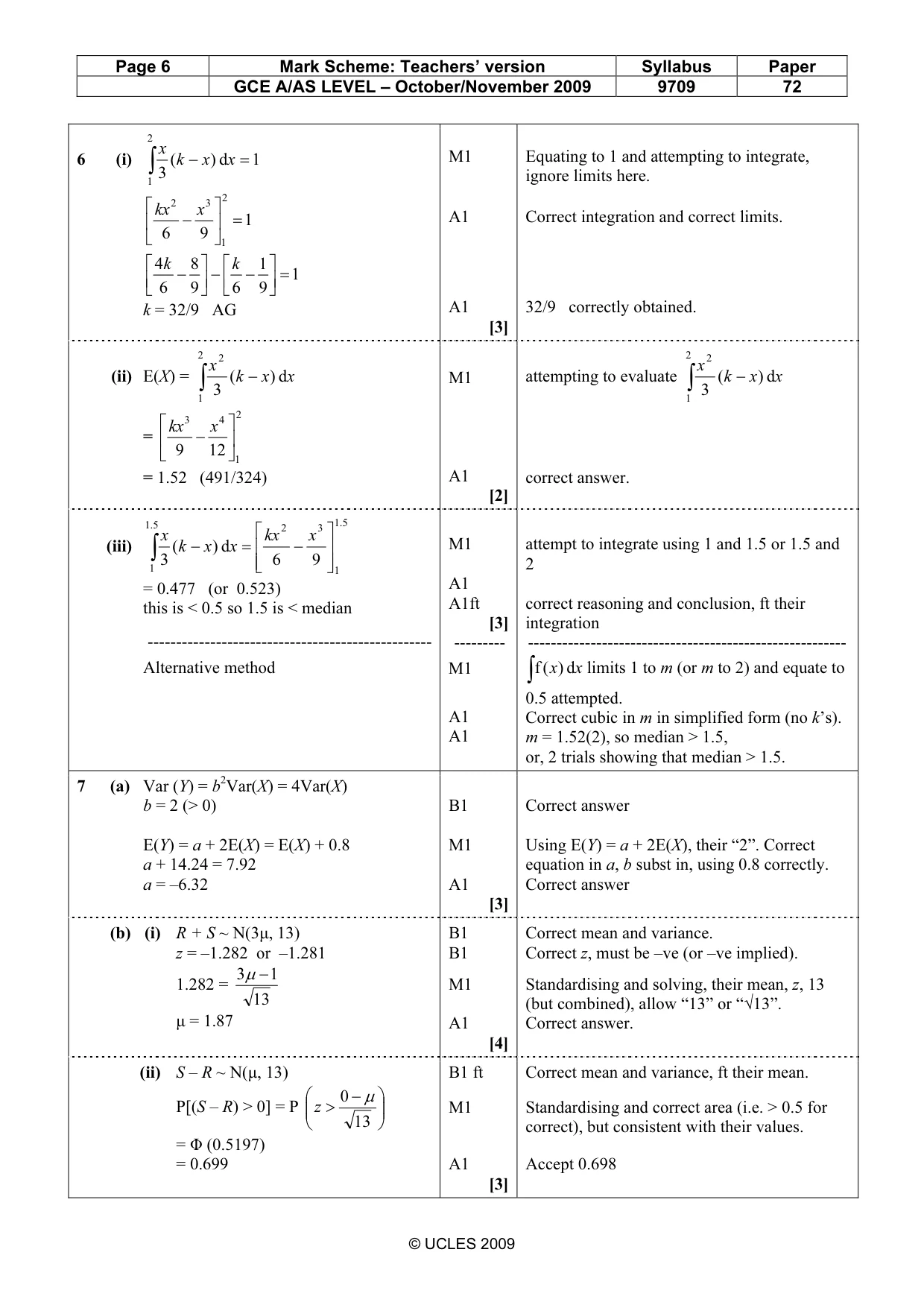 Mark scheme, page 6 of 6