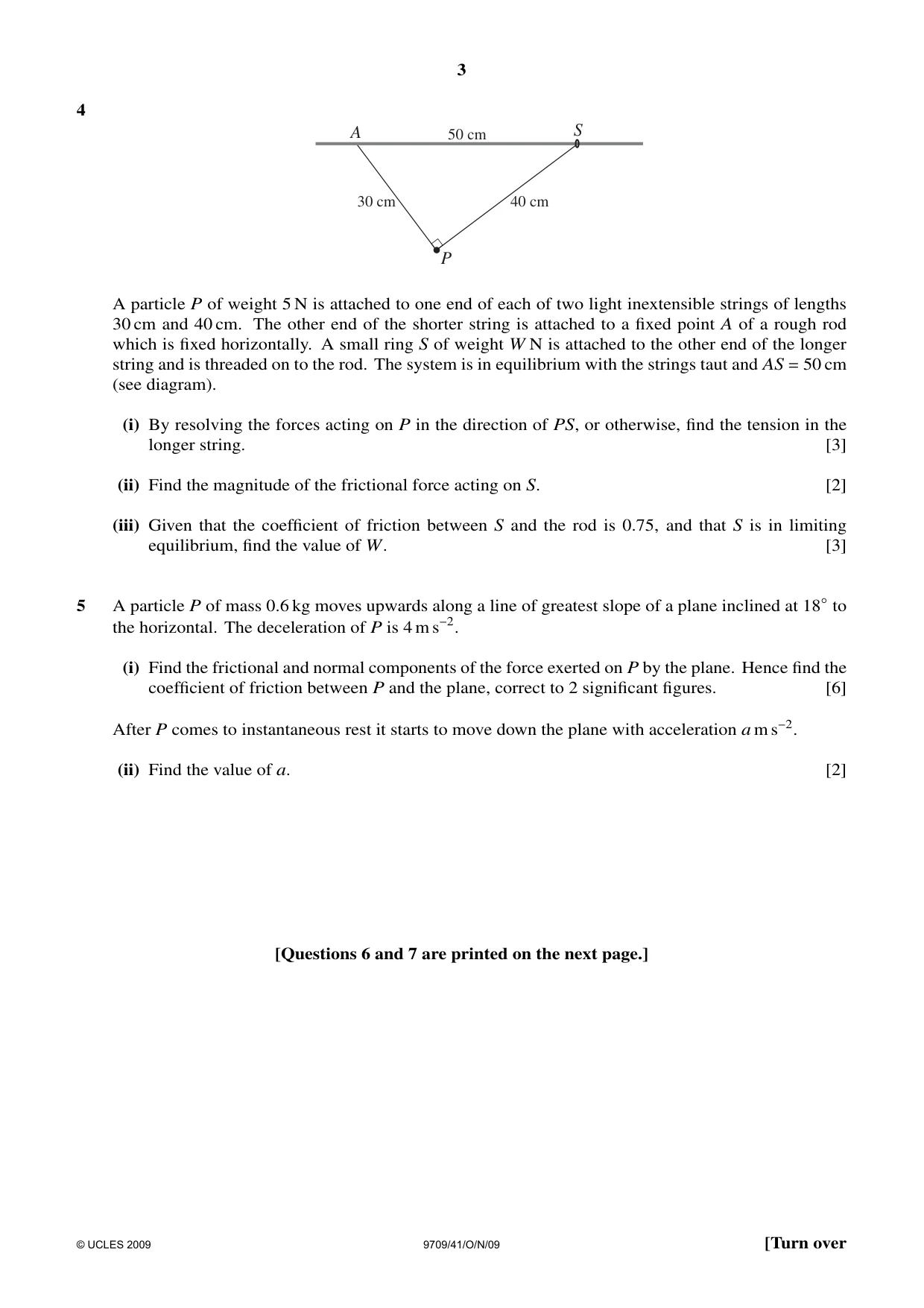 Cambridge A Level Mathematics 9709 2009 Oct/Nov Paper 4 · Variant 1 question paper, page 3 of 4