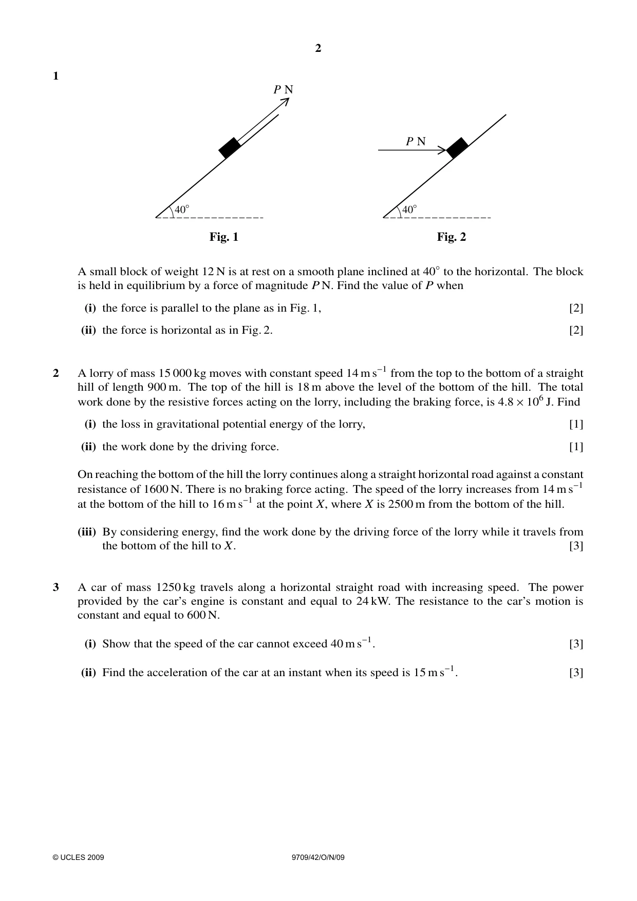 Cambridge A Level Mathematics 9709 2009 Oct/Nov Paper 4 · Variant 2 question paper, page 2 of 4