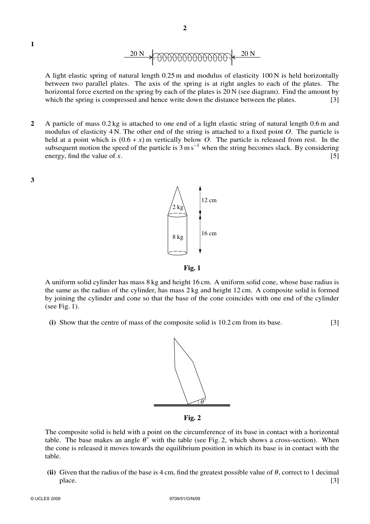 Cambridge A Level Mathematics 9709 2009 Oct/Nov Paper 5 · Variant 1 question paper, page 2 of 4