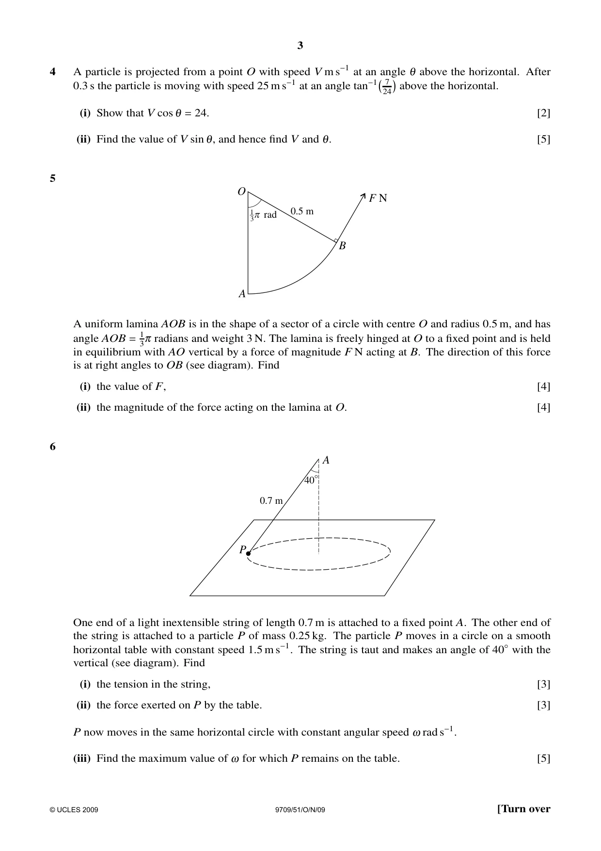 Cambridge A Level Mathematics 9709 2009 Oct/Nov Paper 5 · Variant 1 question paper, page 3 of 4