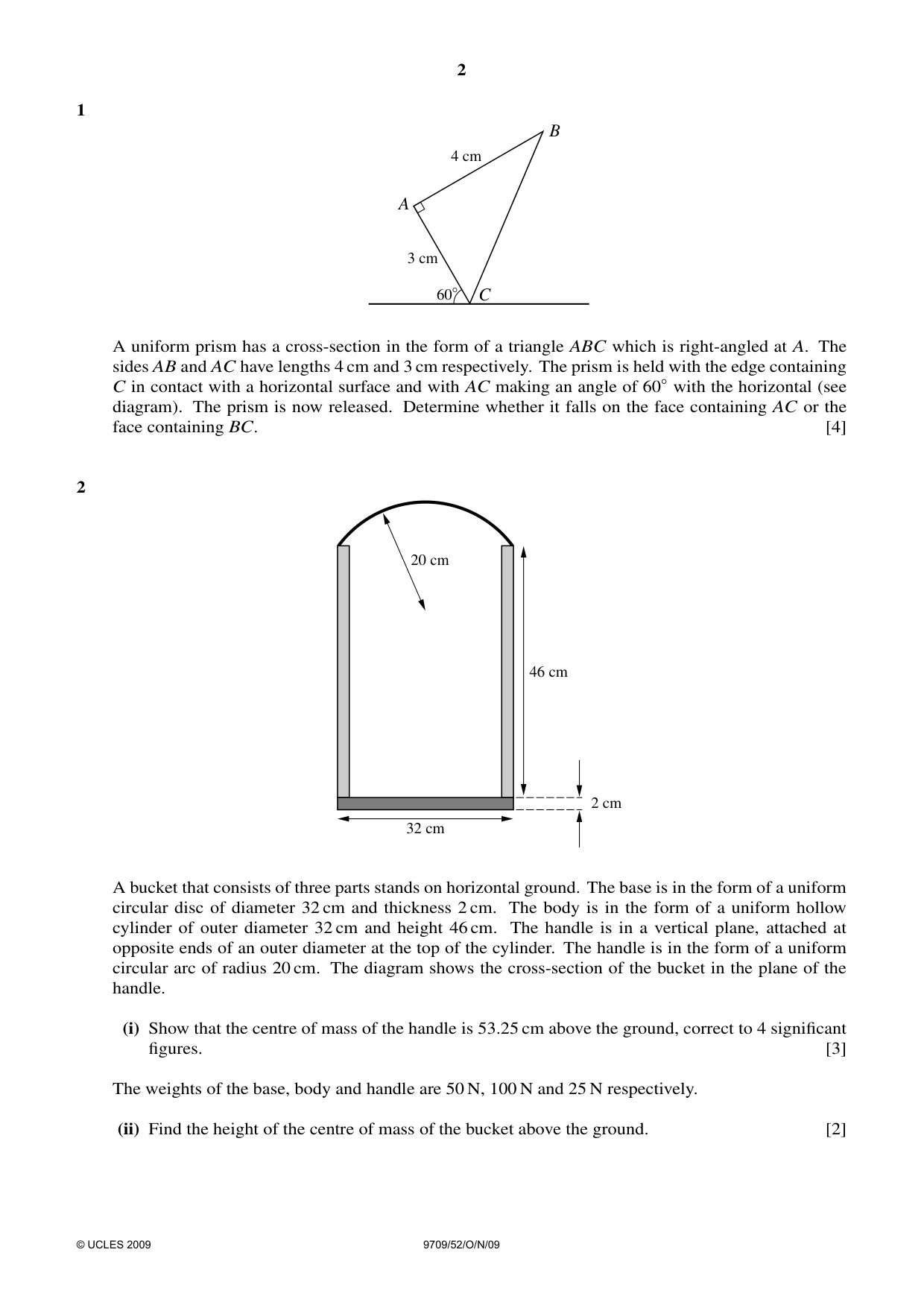 Cambridge A Level Mathematics 9709 2009 Oct/Nov Paper 5 · Variant 2 question paper, page 2 of 4