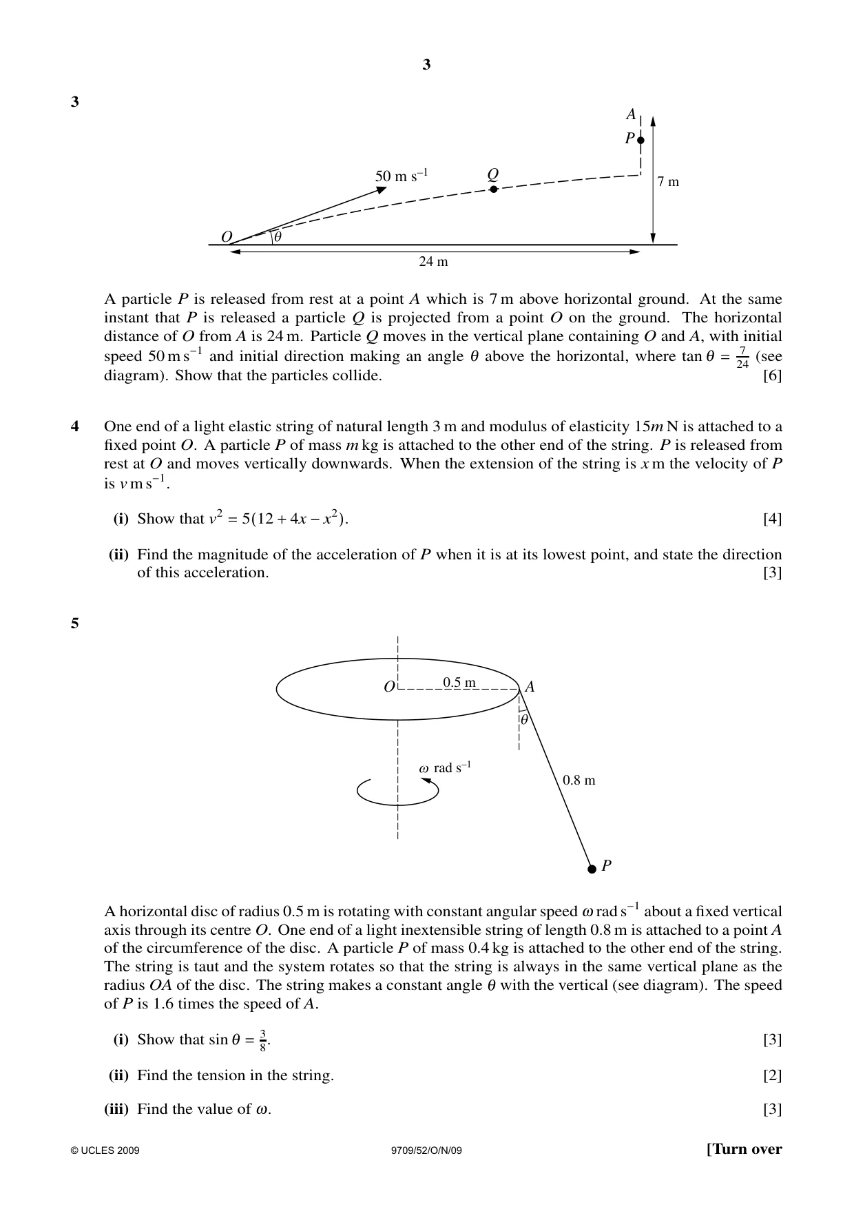 Cambridge A Level Mathematics 9709 2009 Oct/Nov Paper 5 · Variant 2 question paper, page 3 of 4