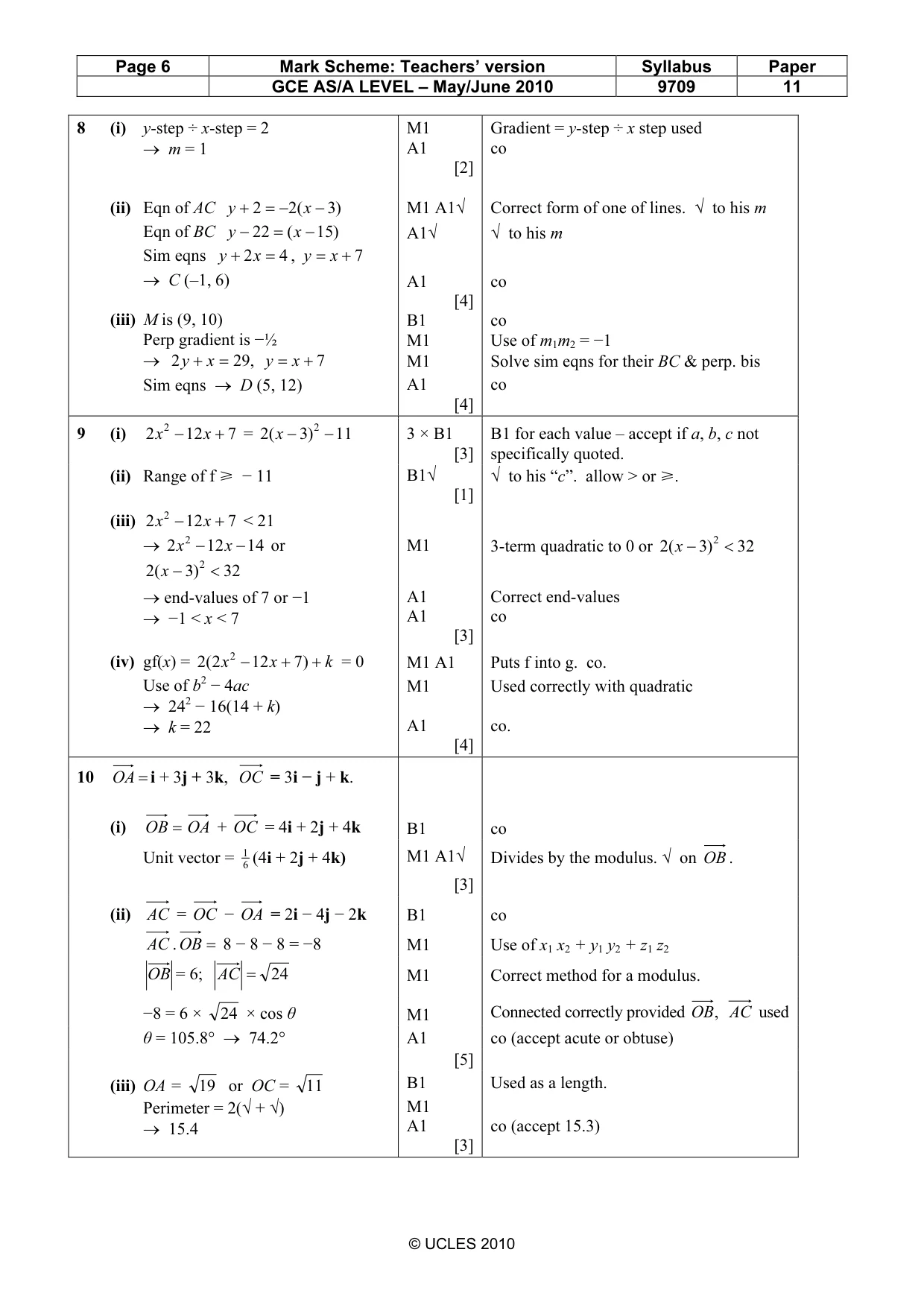 Mark scheme, page 6 of 6