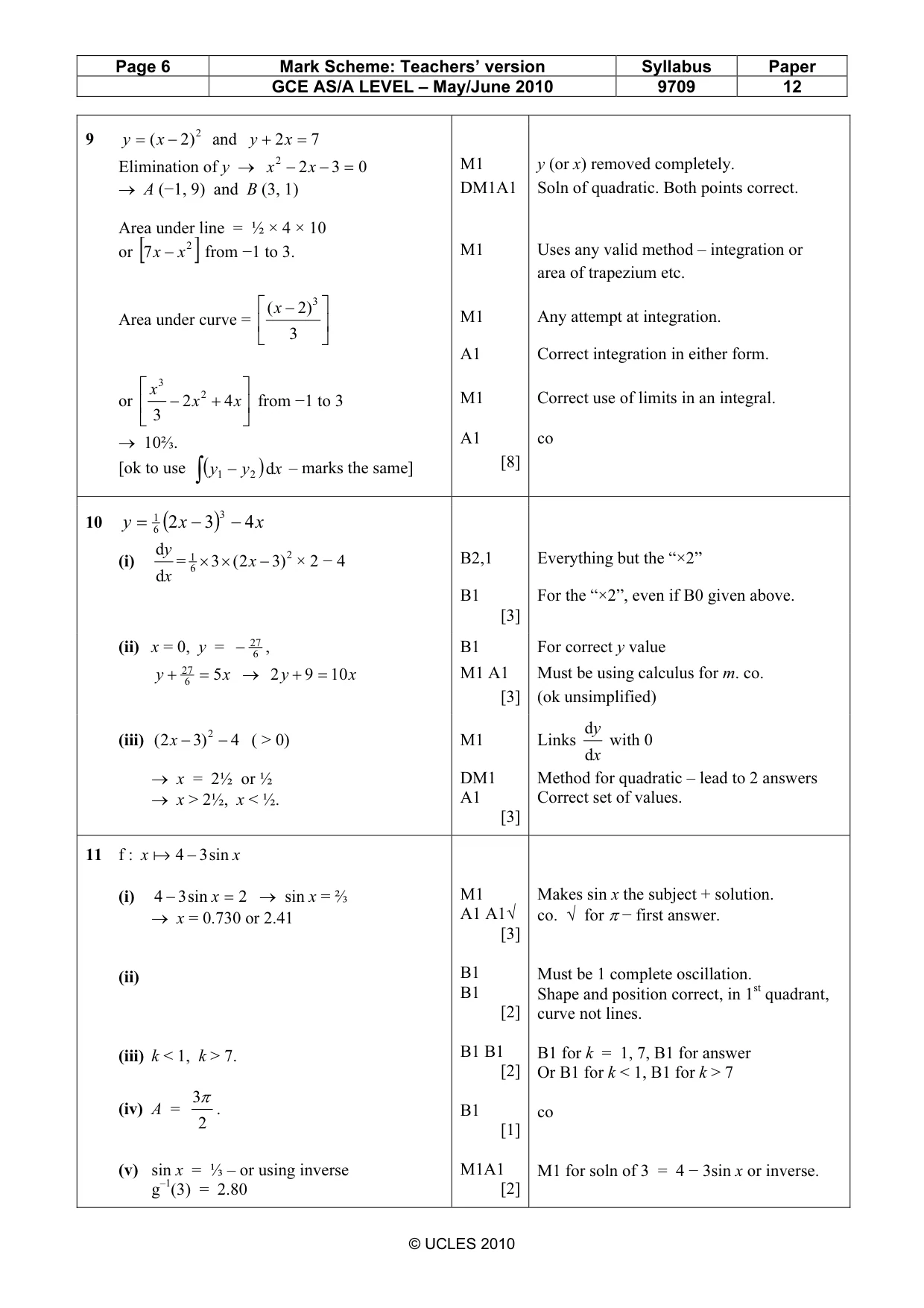 Mark scheme, page 6 of 6