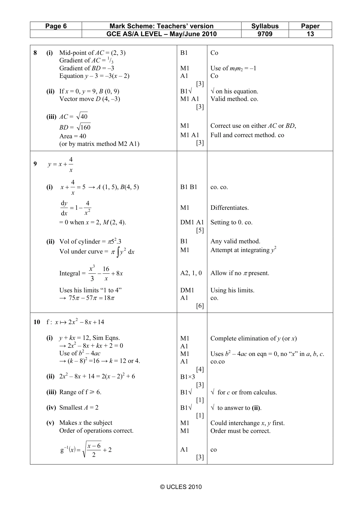 Mark scheme, page 6 of 6