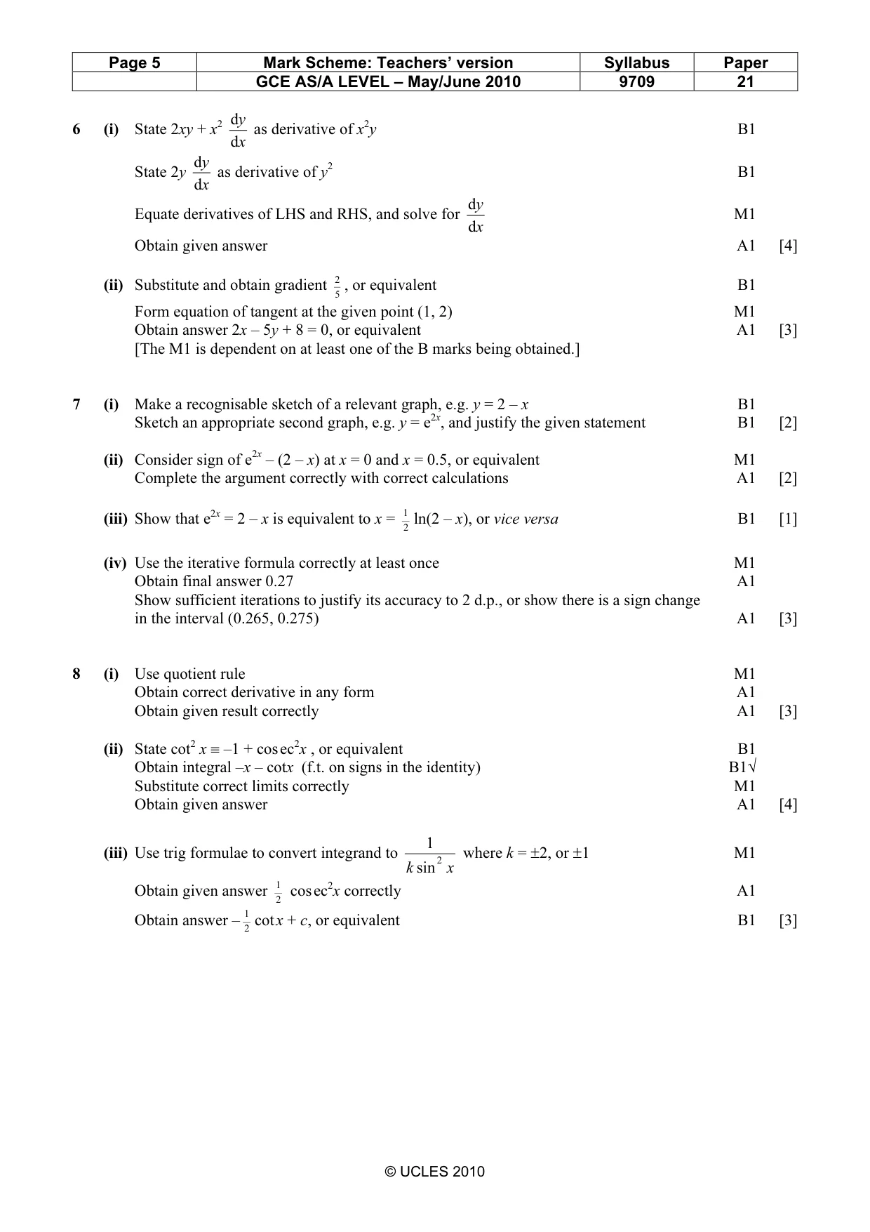 Mark scheme, page 5 of 5