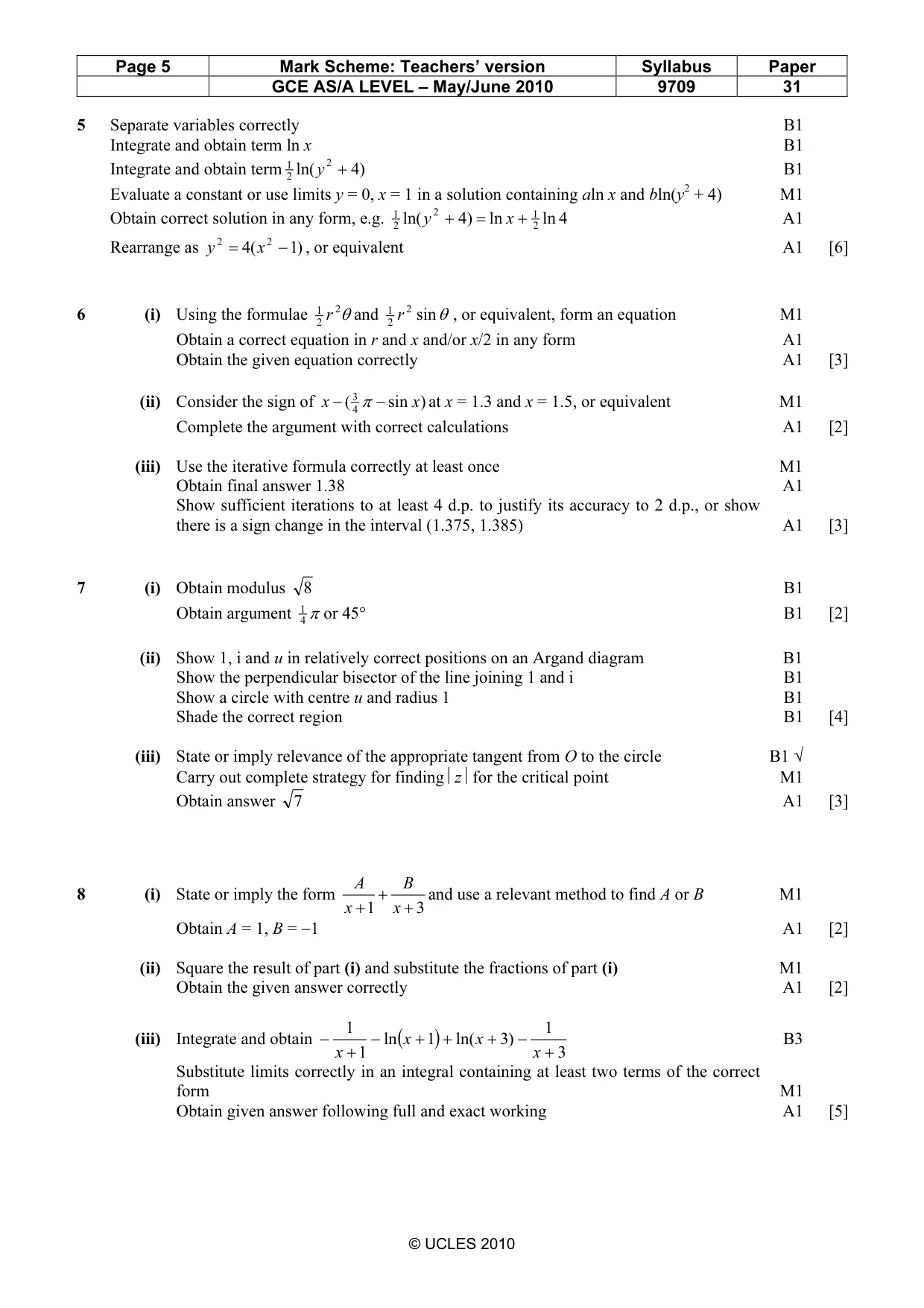 Mark scheme, page 5 of 6