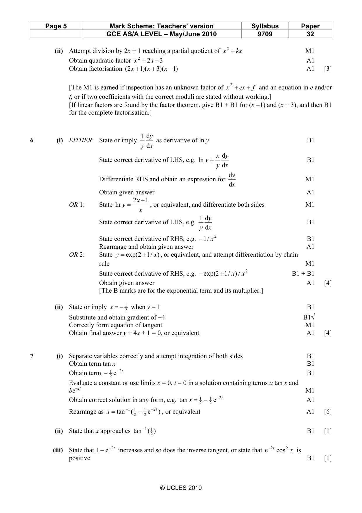 Mark scheme, page 5 of 6