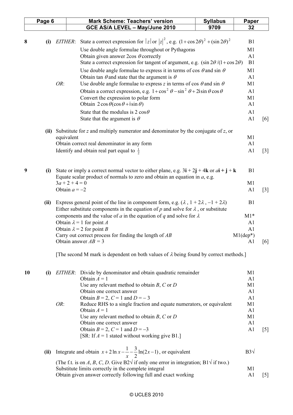 Mark scheme, page 6 of 6