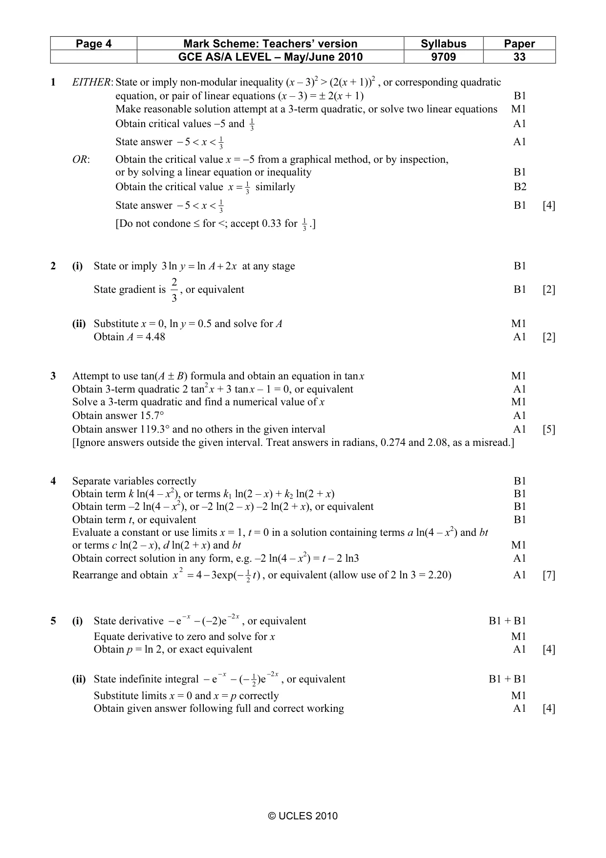 Mark scheme, page 4 of 6