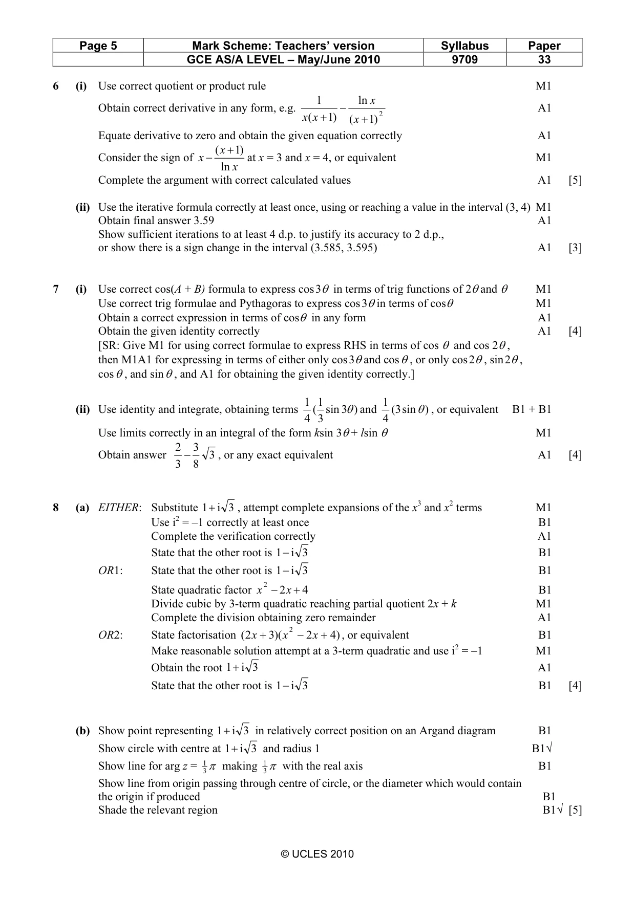Mark scheme, page 5 of 6