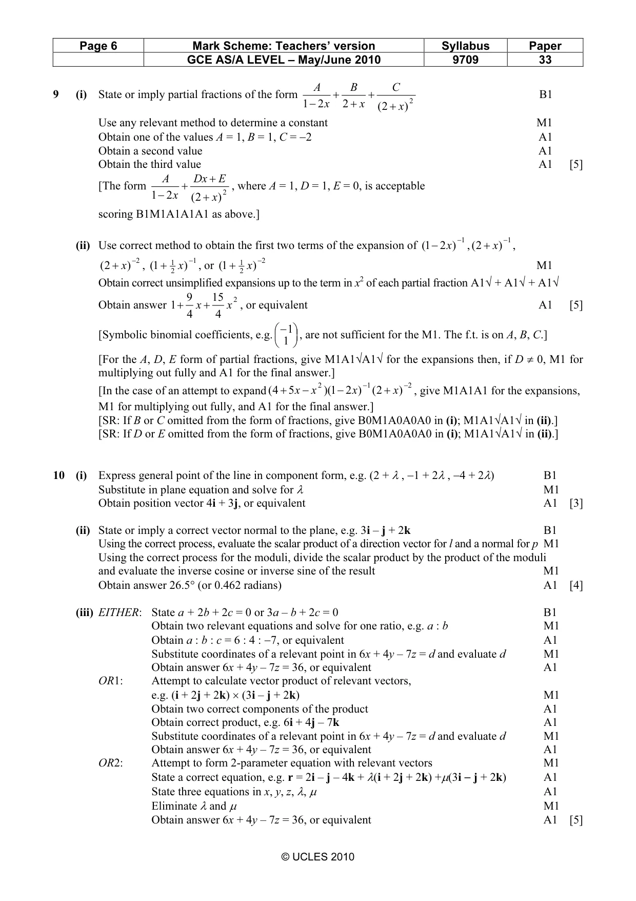 Mark scheme, page 6 of 6