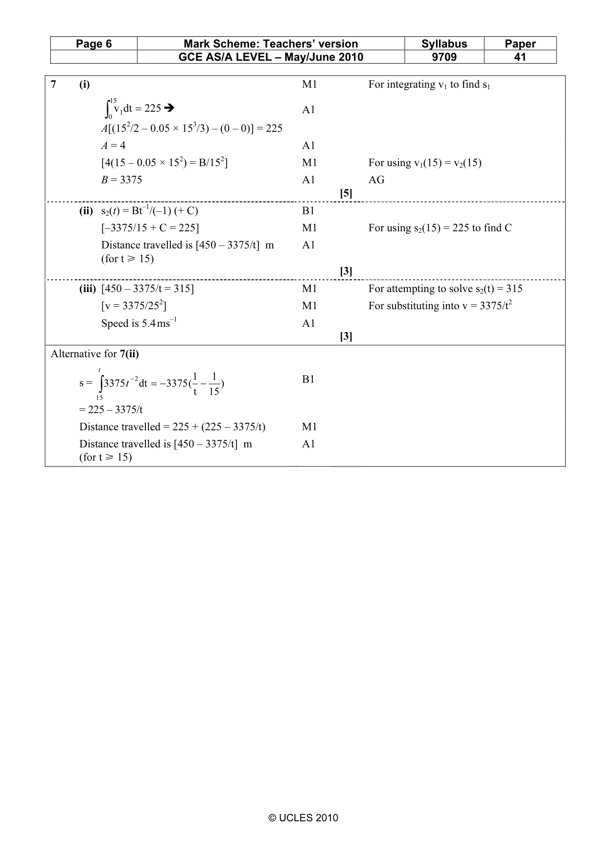Mark scheme, page 6 of 6