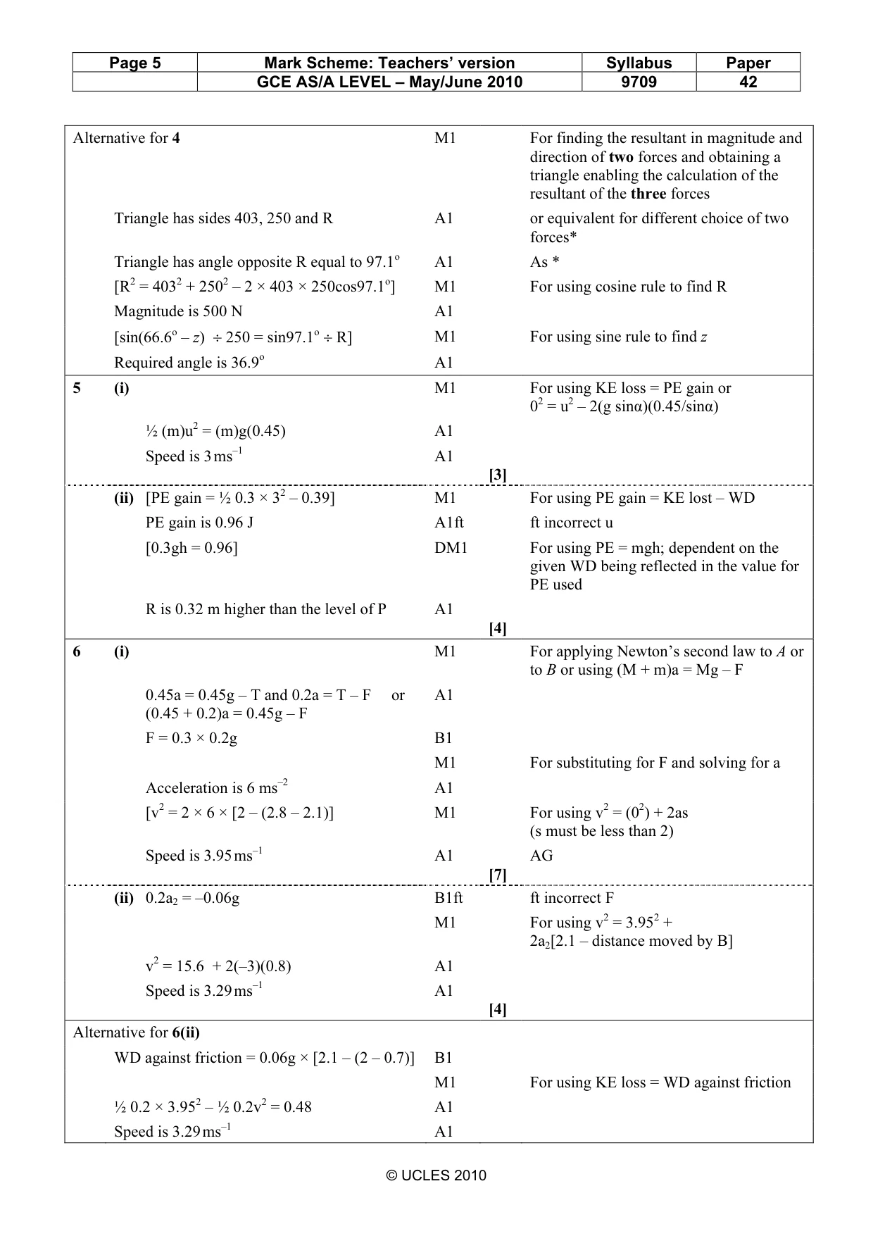 Mark scheme, page 5 of 6
