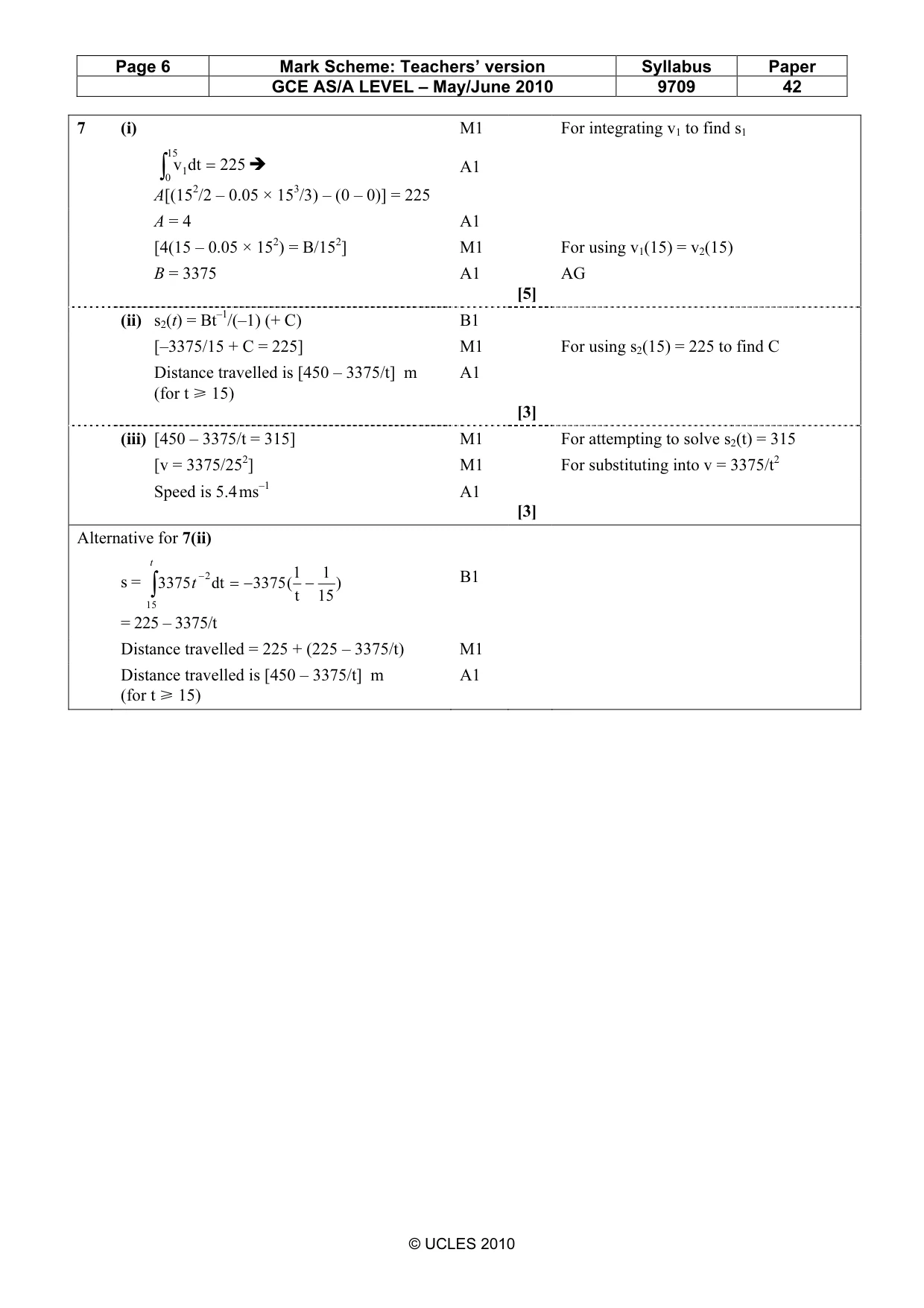 Mark scheme, page 6 of 6
