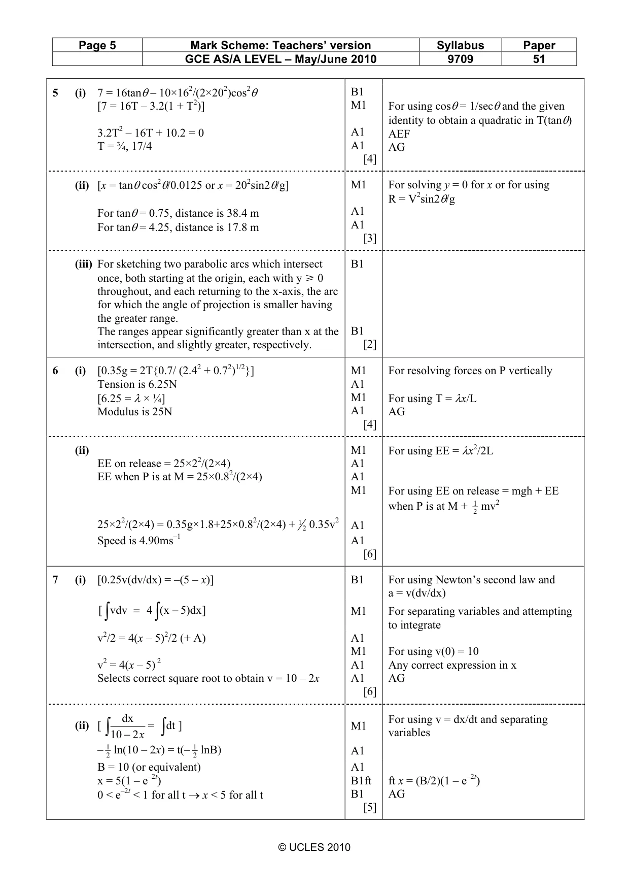 Mark scheme, page 5 of 5