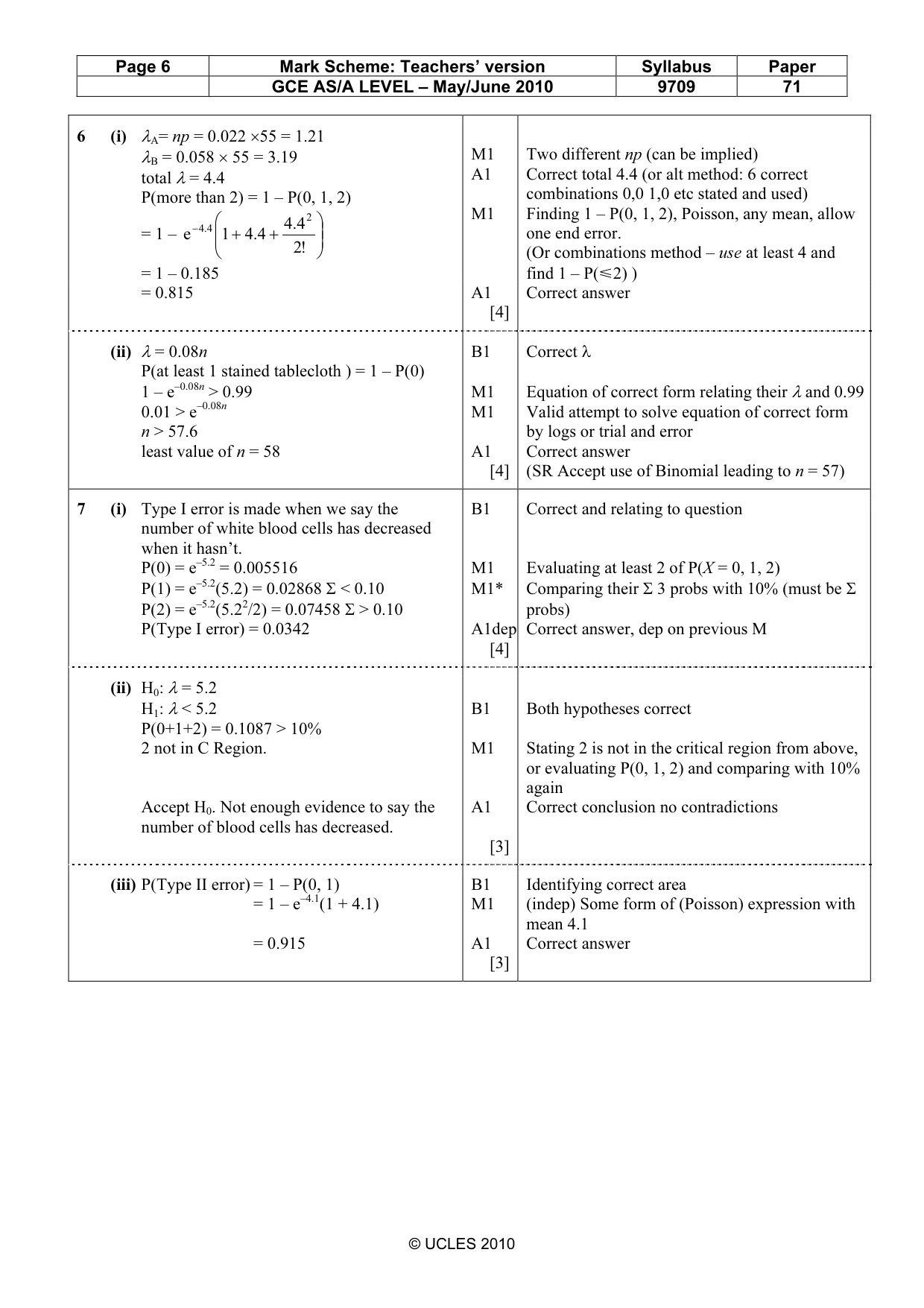 Mark scheme, page 6 of 6