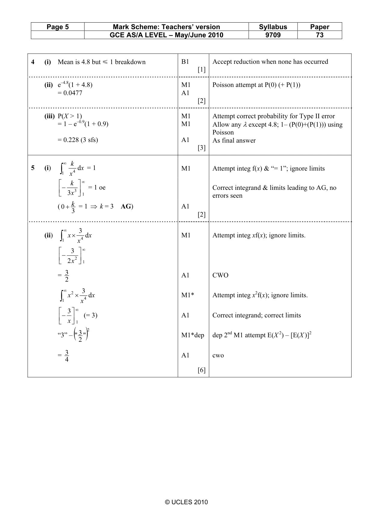 Mark scheme, page 5 of 6