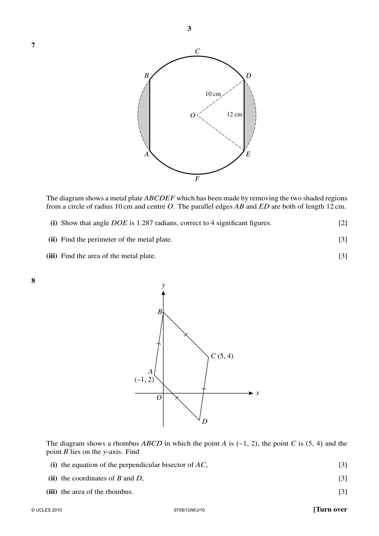Cambridge A Level Mathematics 9709 2010 May/June Paper 1 · Variant 3 question paper, page 3 of 4