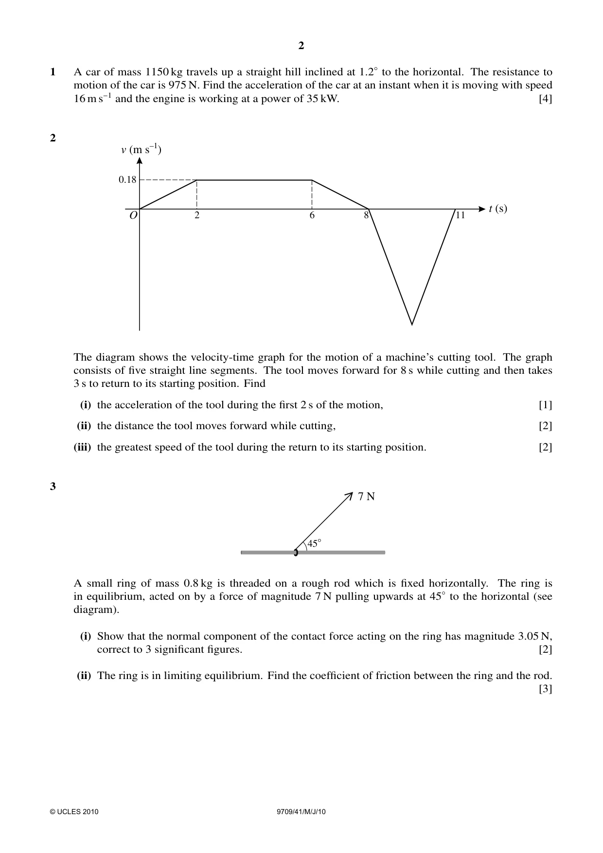 Cambridge A Level Mathematics 9709 2010 May/June Paper 4 · Variant 1 question paper, page 2 of 4