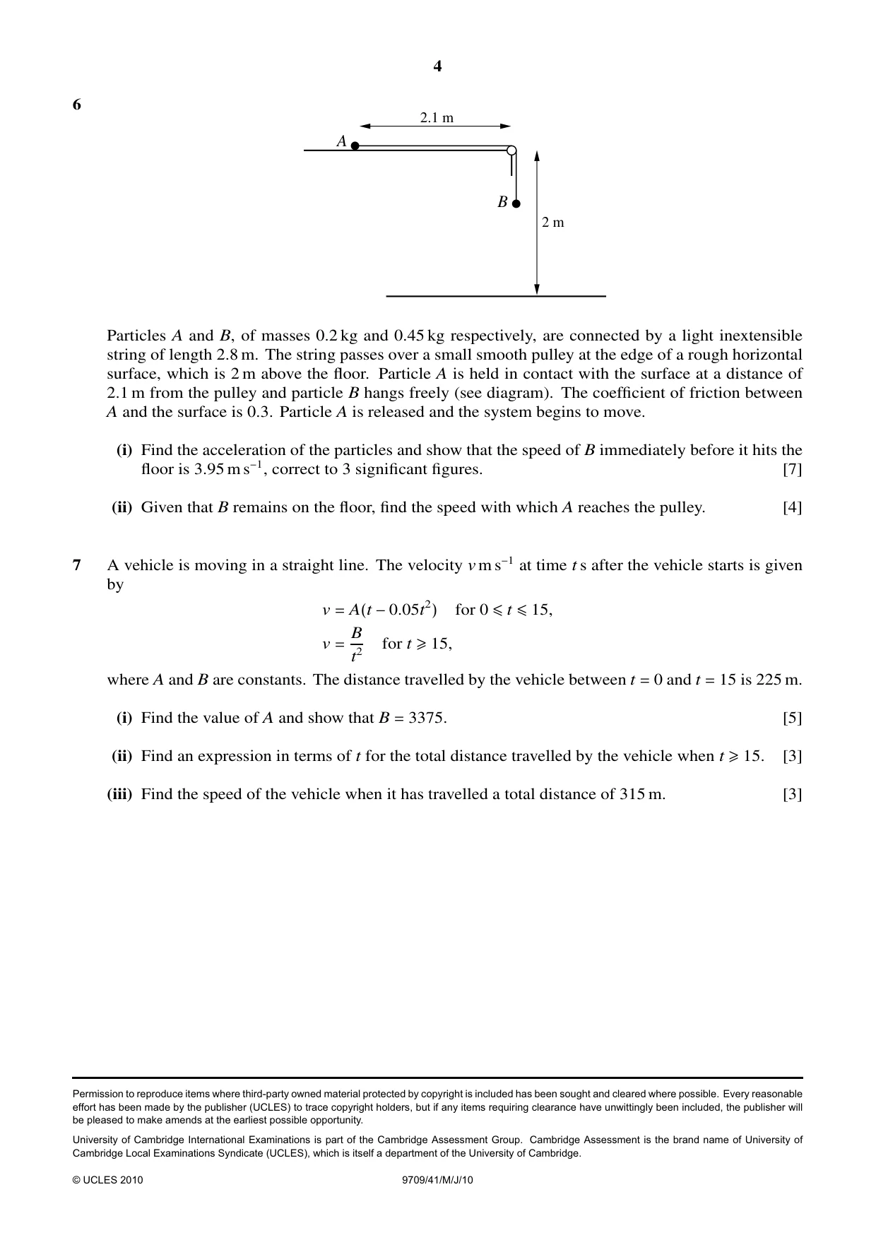 Cambridge A Level Mathematics 9709 2010 May/June Paper 4 · Variant 1 question paper, page 4 of 4