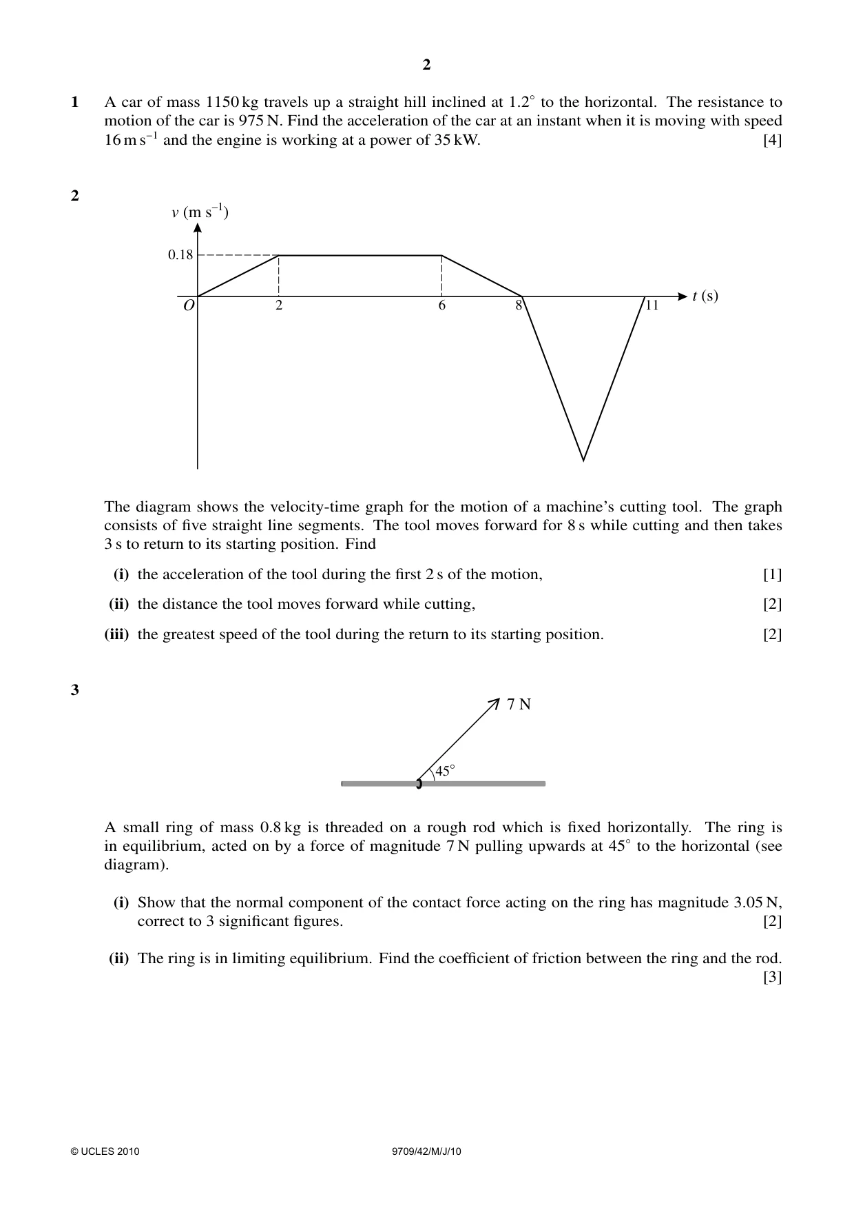 Cambridge A Level Mathematics 9709 2010 May/June Paper 4 · Variant 2 question paper, page 2 of 4