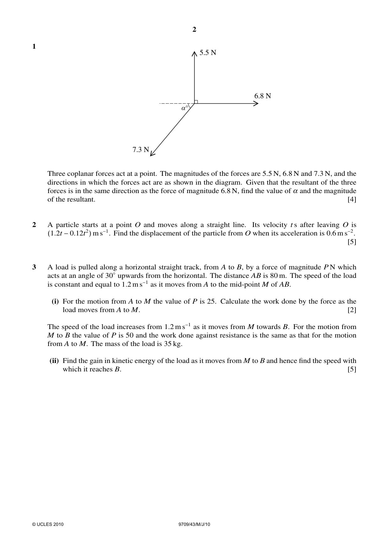 Cambridge A Level Mathematics 9709 2010 May/June Paper 4 · Variant 3 question paper, page 2 of 4