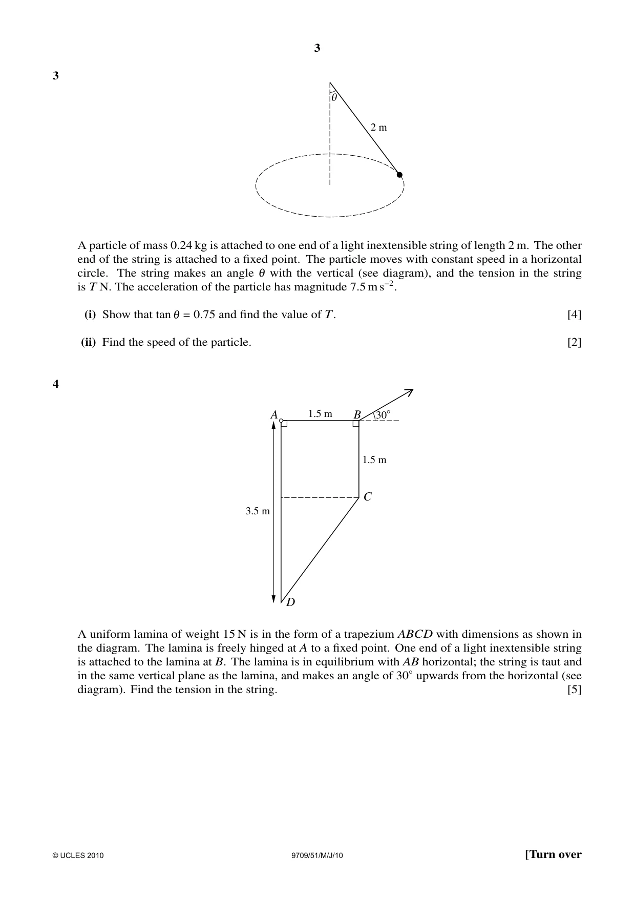 Cambridge A Level Mathematics 9709 2010 May/June Paper 5 · Variant 1 question paper, page 3 of 4