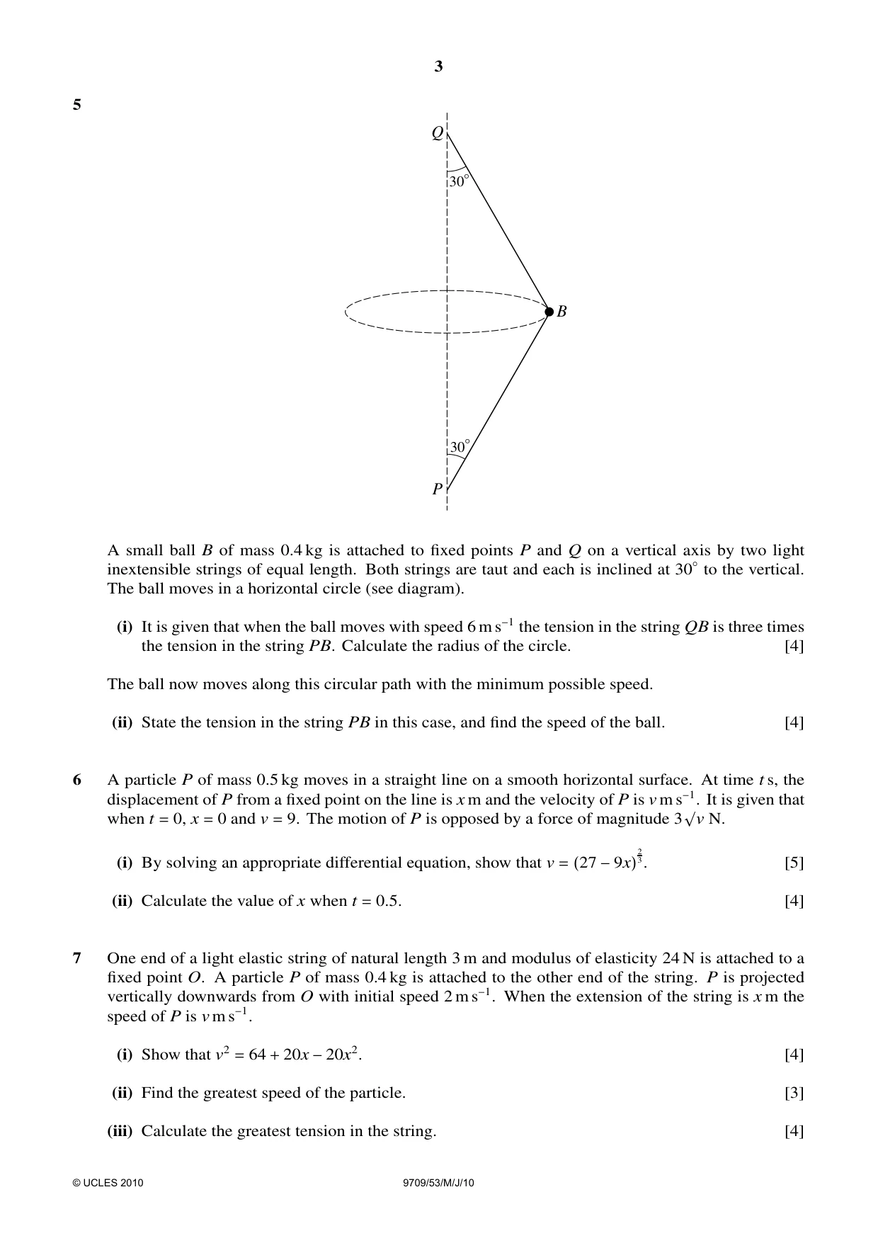 Cambridge A Level Mathematics 9709 2010 May/June Paper 5 · Variant 3 question paper, page 3 of 4