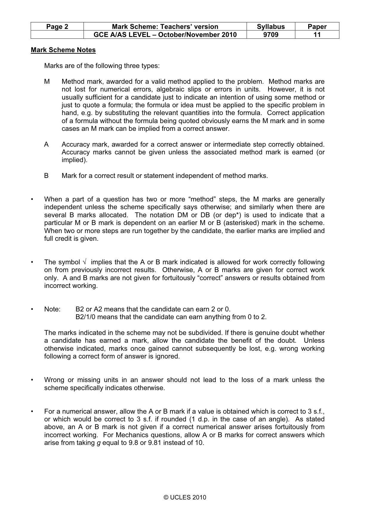 Mark scheme, page 2 of 7