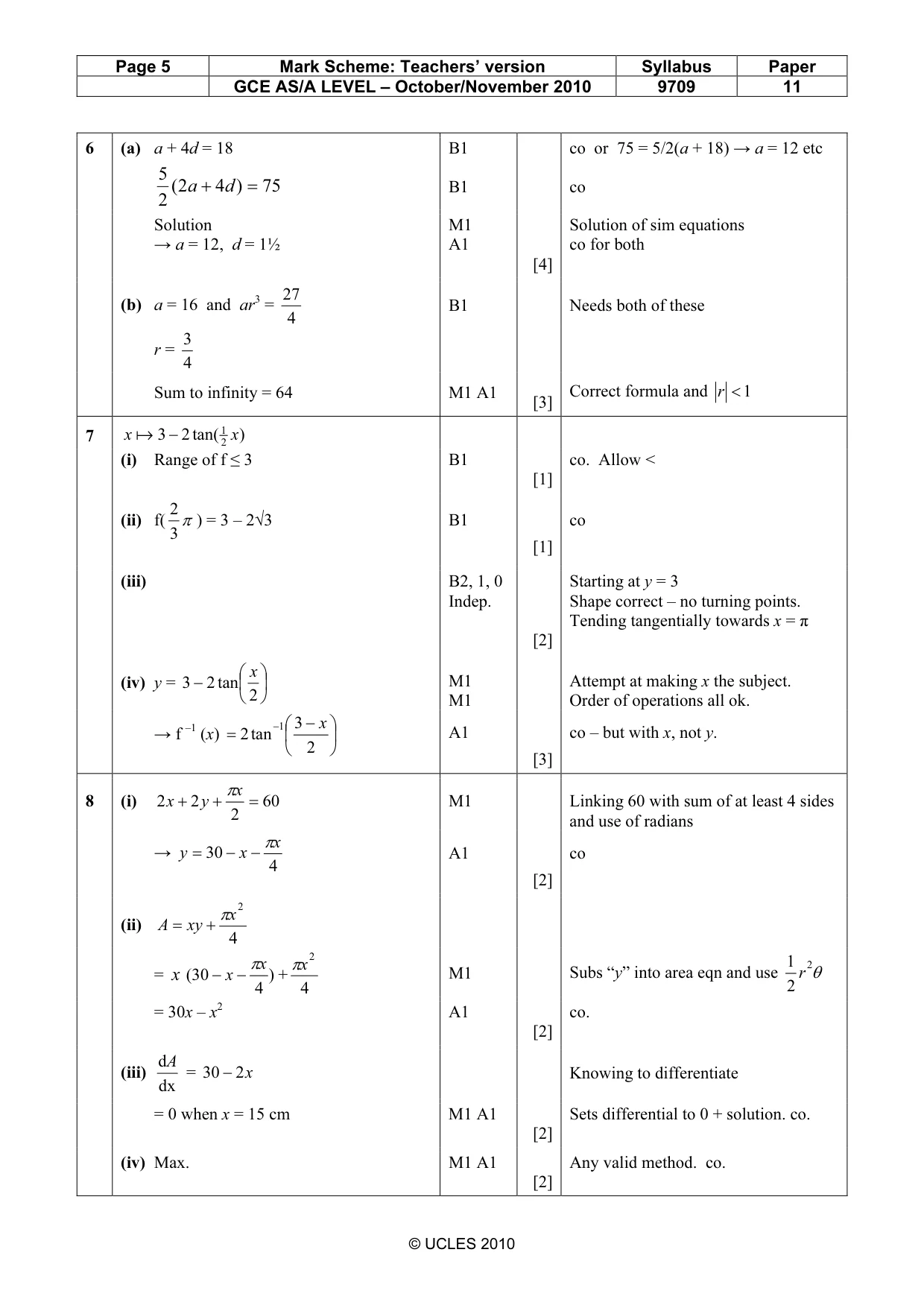 Mark scheme, page 5 of 7