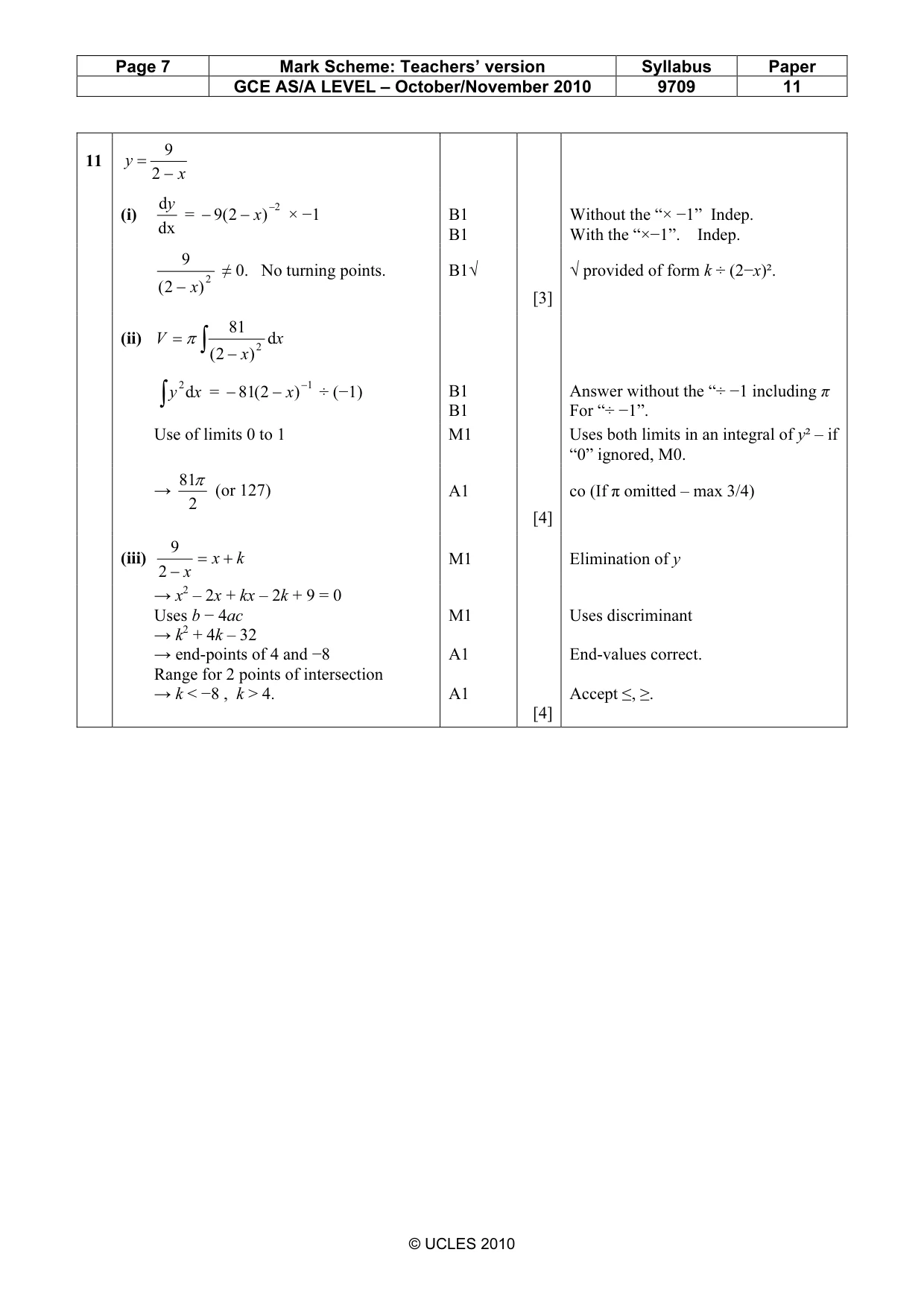 Mark scheme, page 7 of 7
