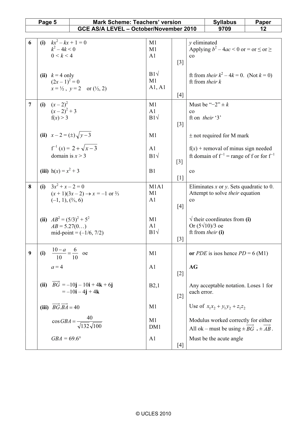 Mark scheme, page 5 of 6
