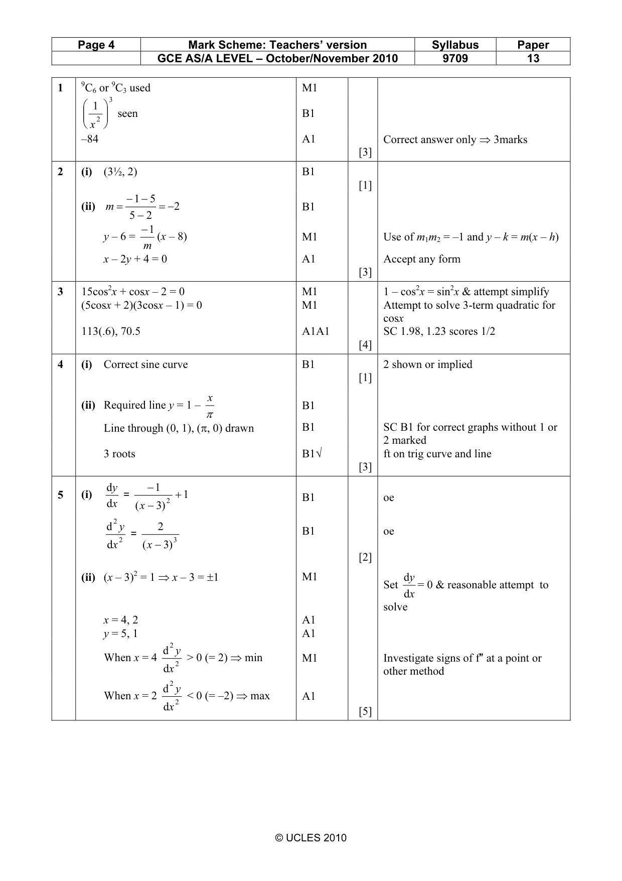 Mark scheme, page 4 of 6
