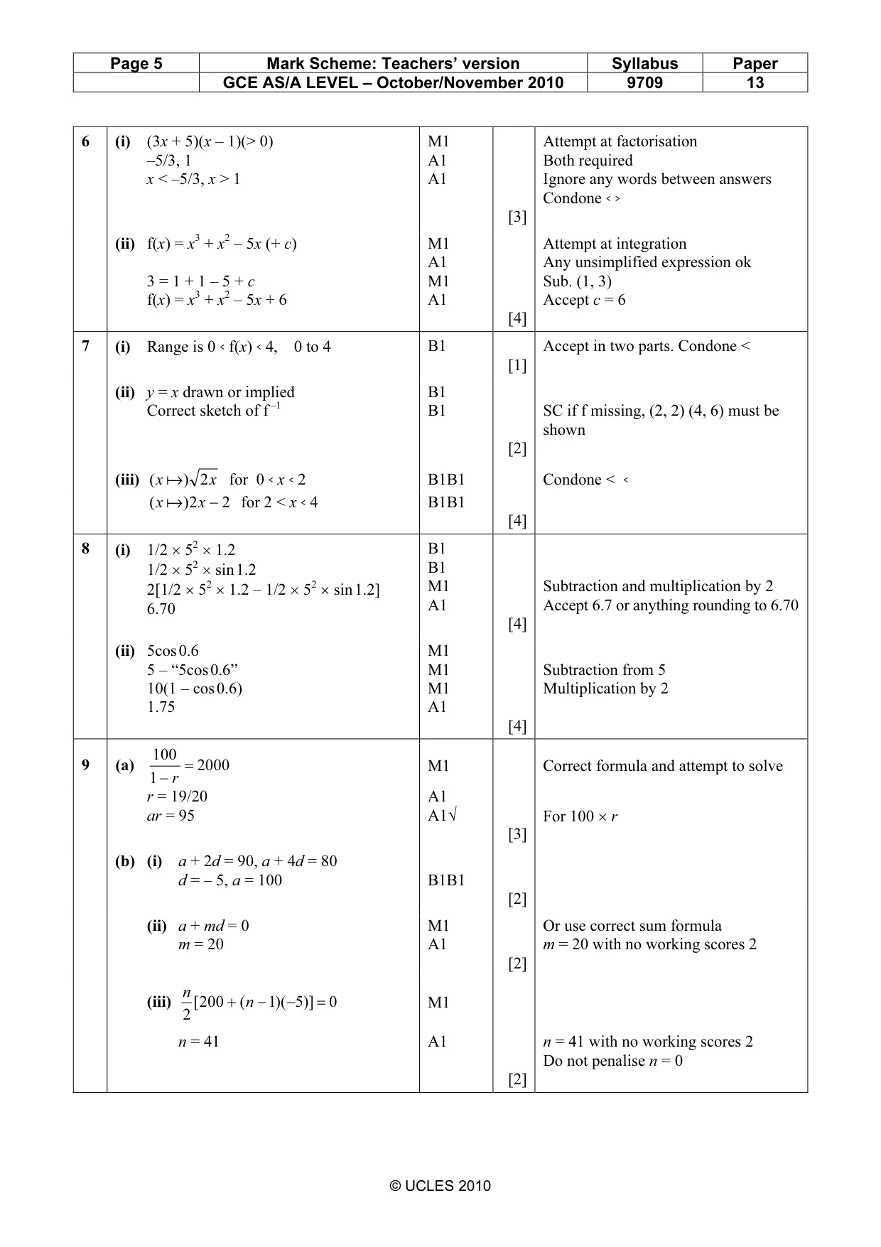 Mark scheme, page 5 of 6