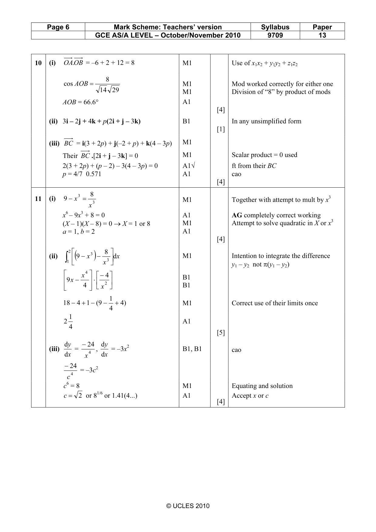 Mark scheme, page 6 of 6