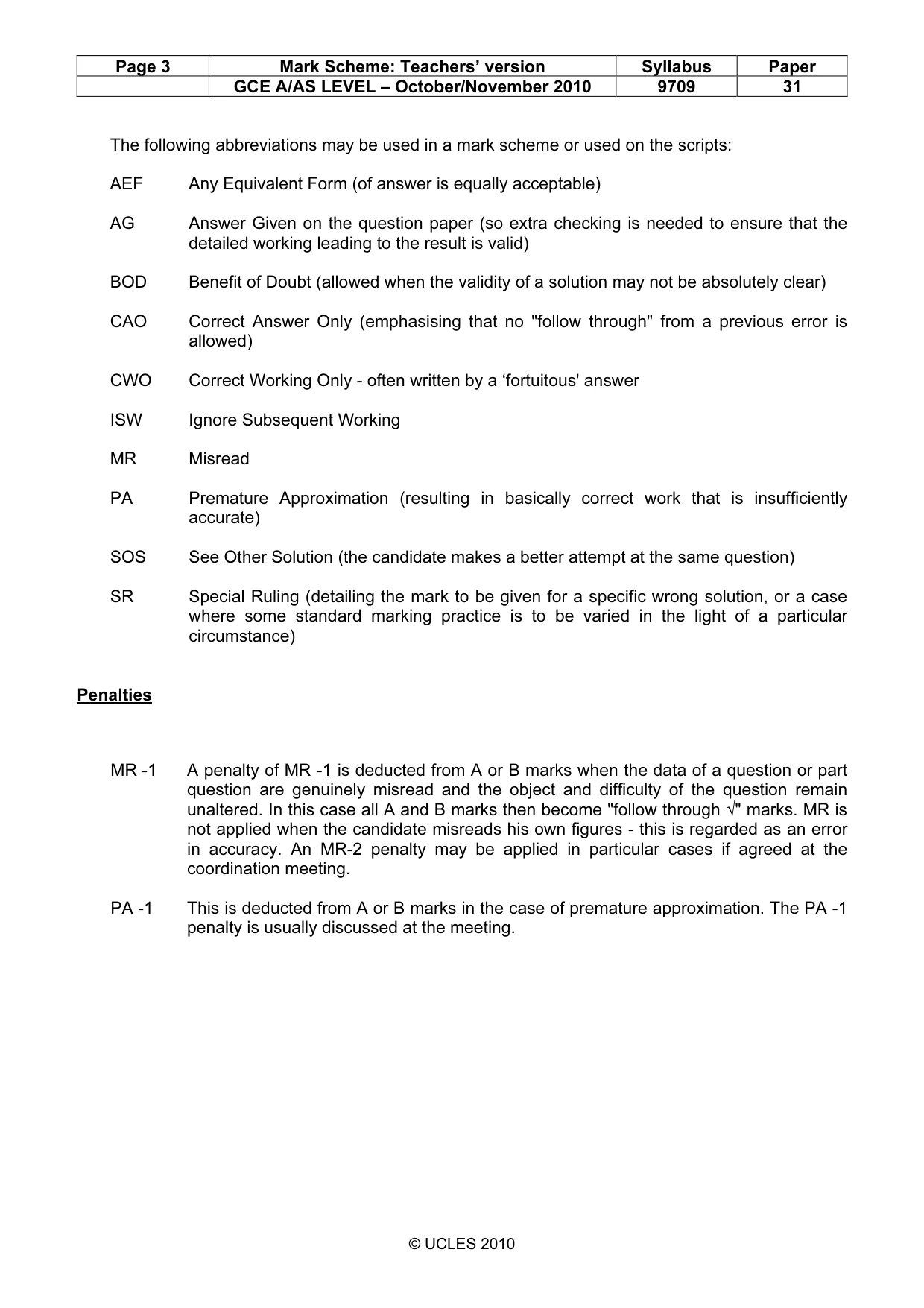 Mark scheme, page 3 of 8