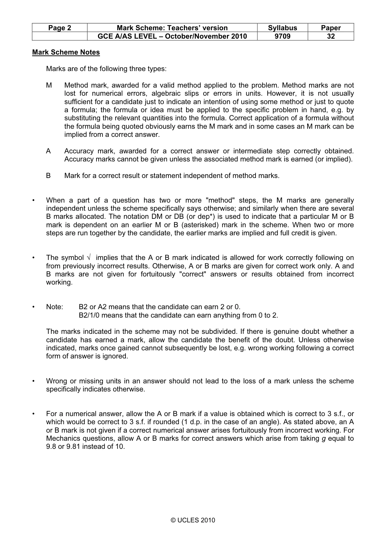 Mark scheme, page 2 of 8