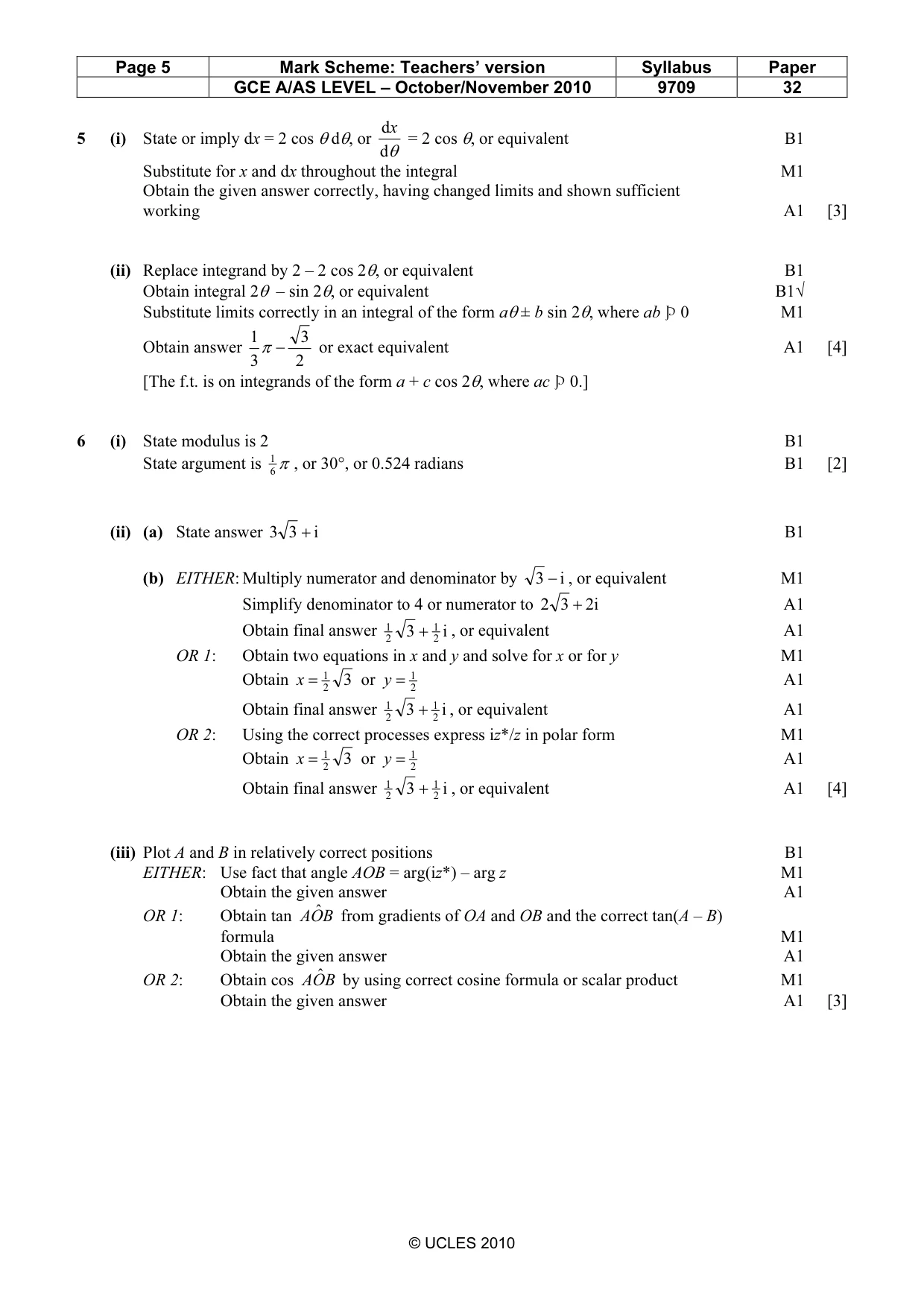Mark scheme, page 5 of 8