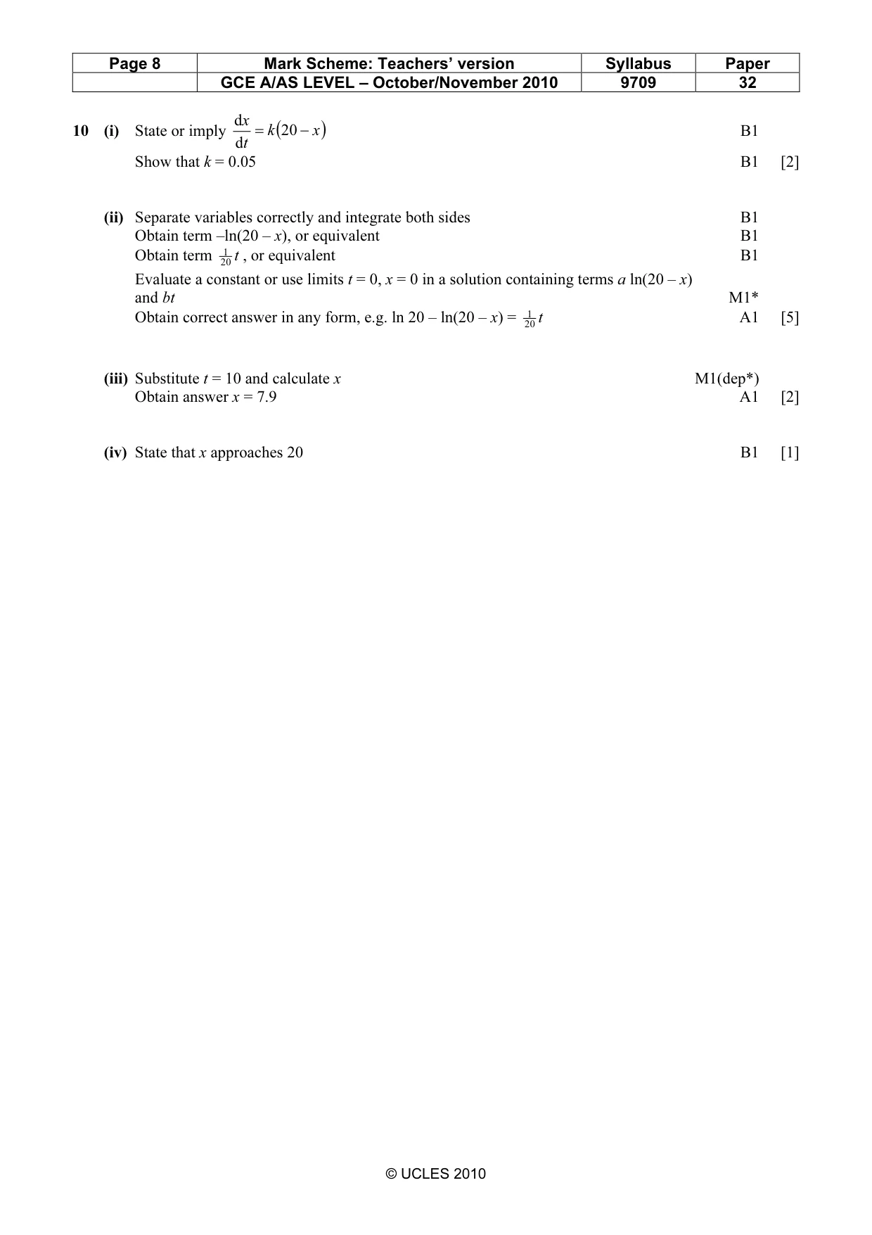 Mark scheme, page 8 of 8