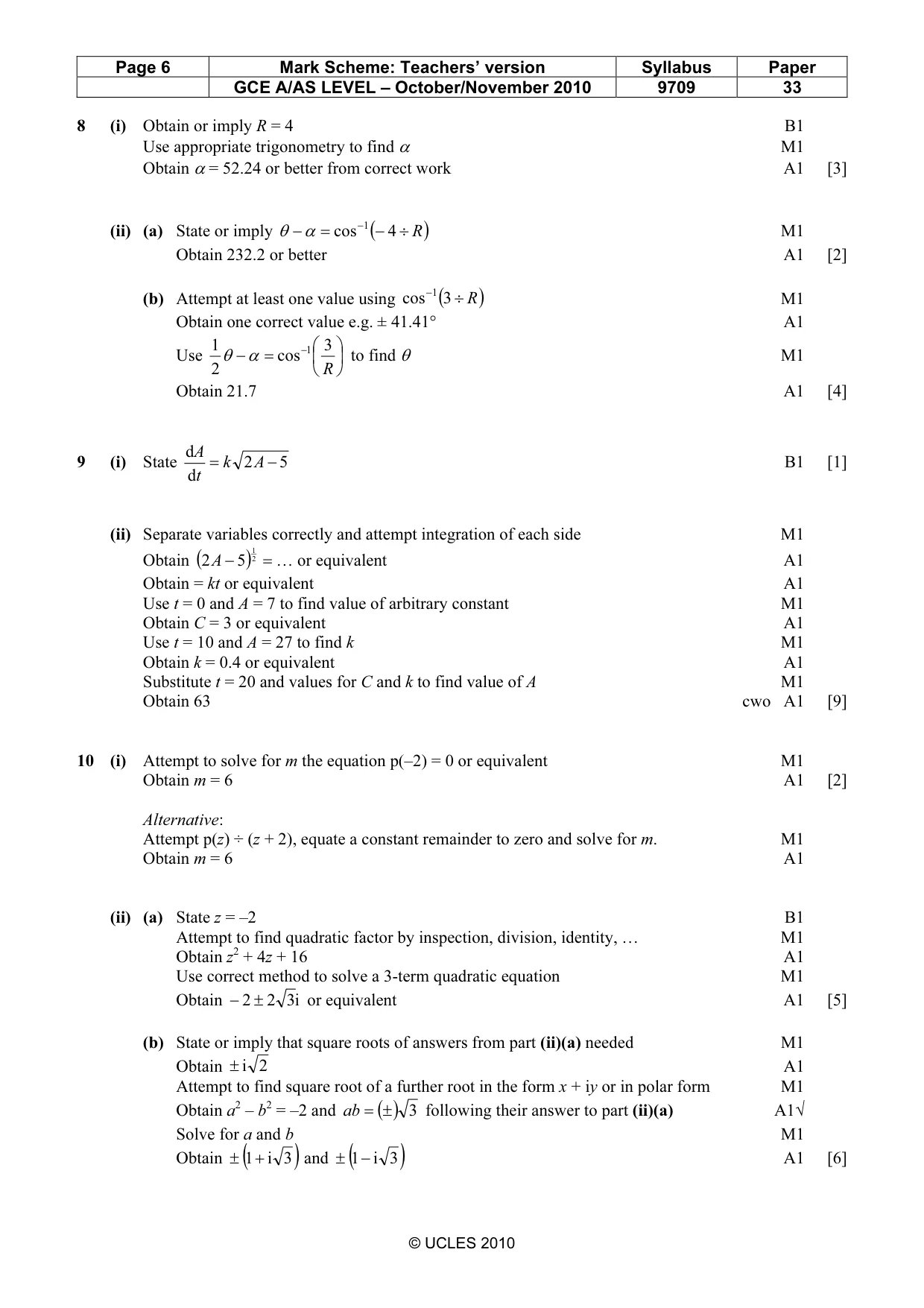 Mark scheme, page 6 of 6